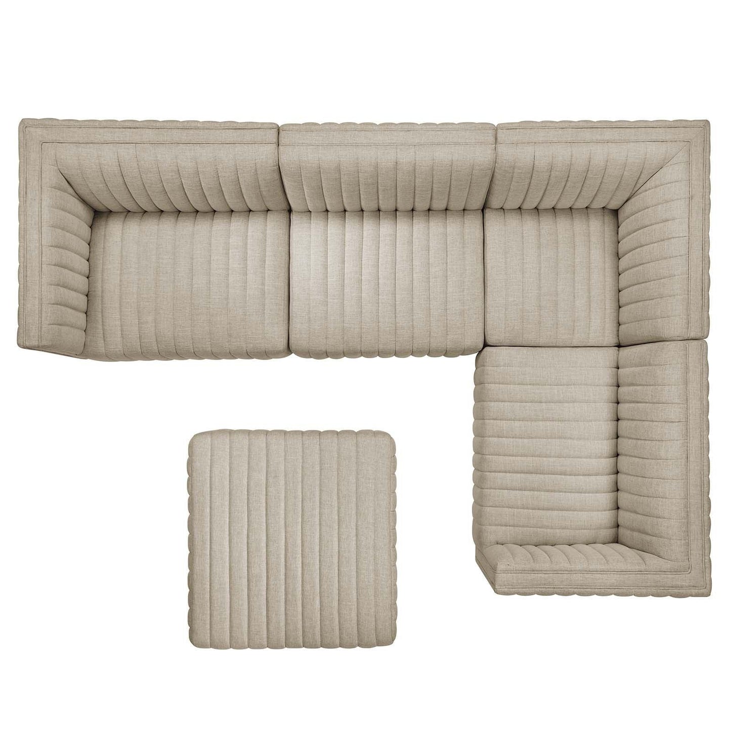 Conjure Channel Tufted Upholstered Fabric 5-Piece Sectional, EEI-5796 FredCo