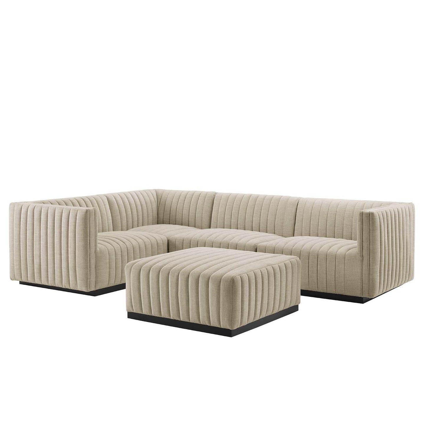 Conjure Channel Tufted Upholstered Fabric 5-Piece Sectional, EEI-5796 FredCo