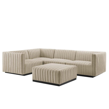 Conjure Channel Tufted Upholstered Fabric 5-Piece Sectional, EEI-5796 FredCo