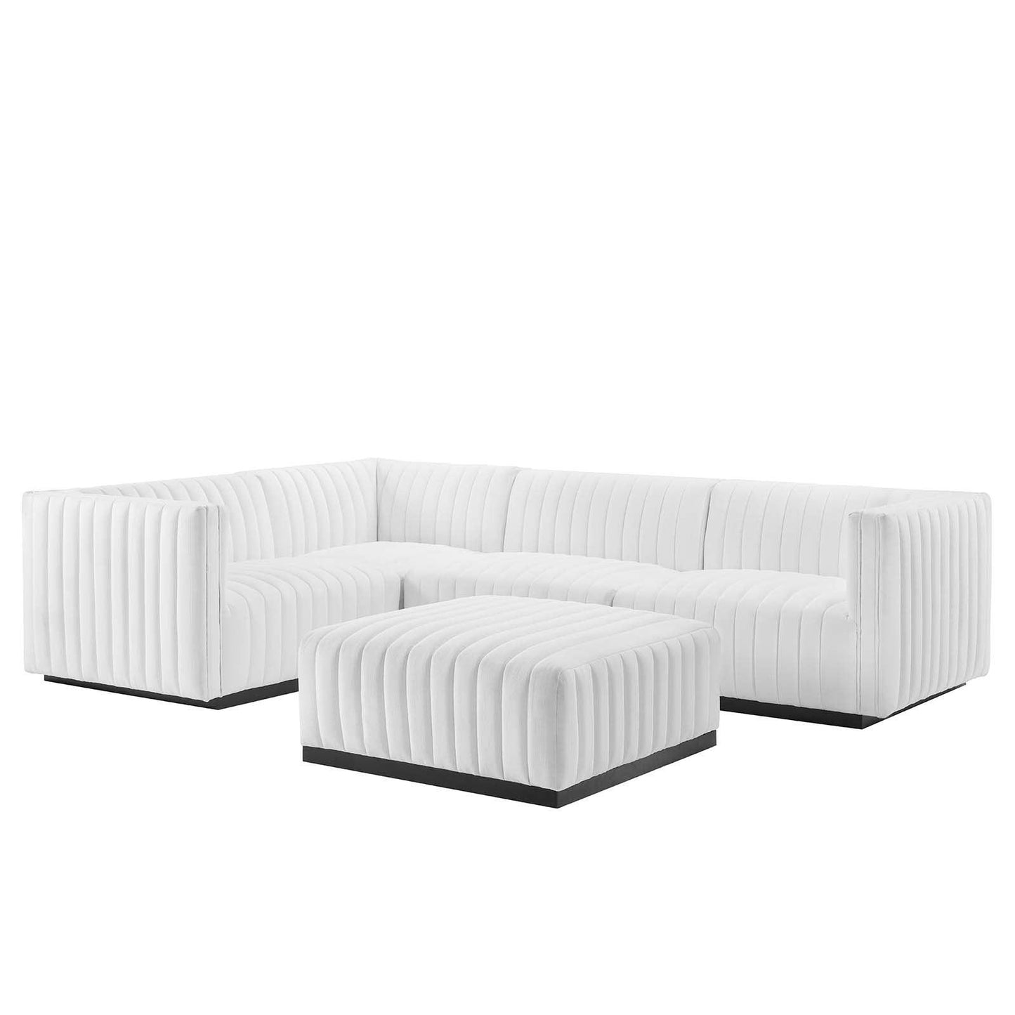 Conjure Channel Tufted Upholstered Fabric 5-Piece Sectional, EEI-5796 FredCo