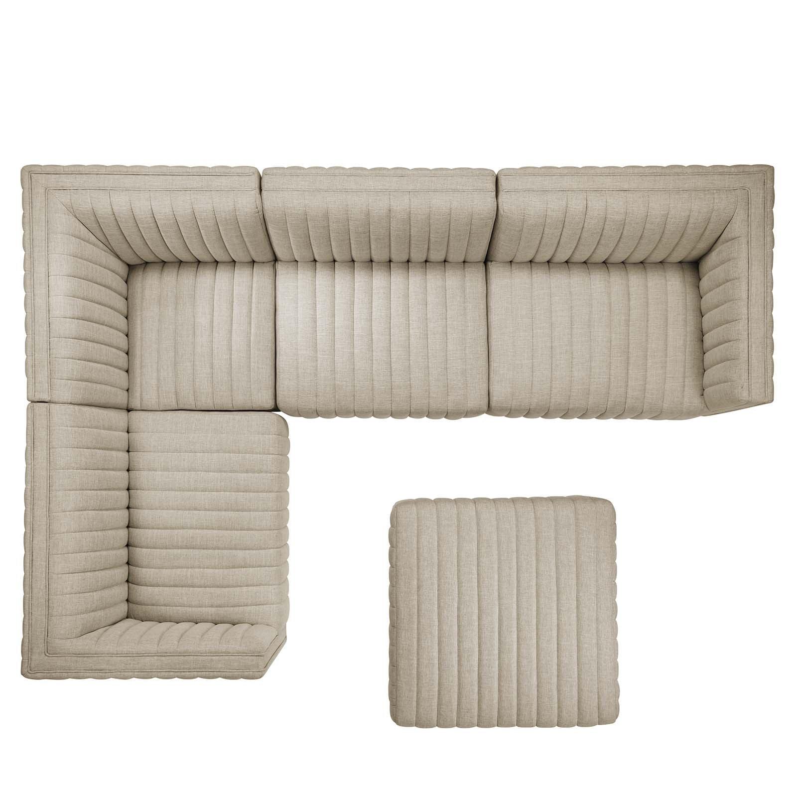 Conjure Channel Tufted Upholstered Fabric 5-Piece Sectional, EEI-5797 FredCo