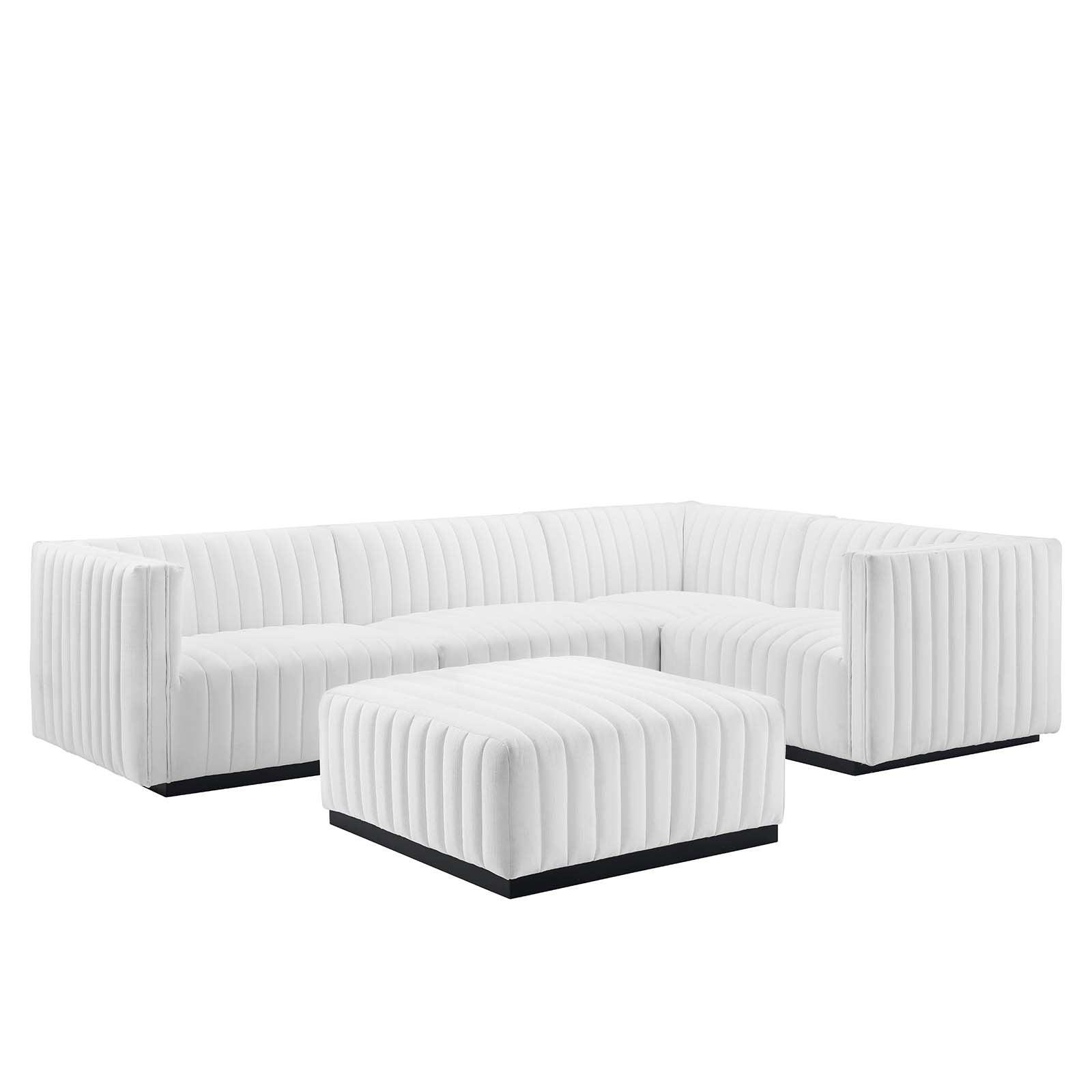 Conjure Channel Tufted Upholstered Fabric 5-Piece Sectional, EEI-5797 FredCo