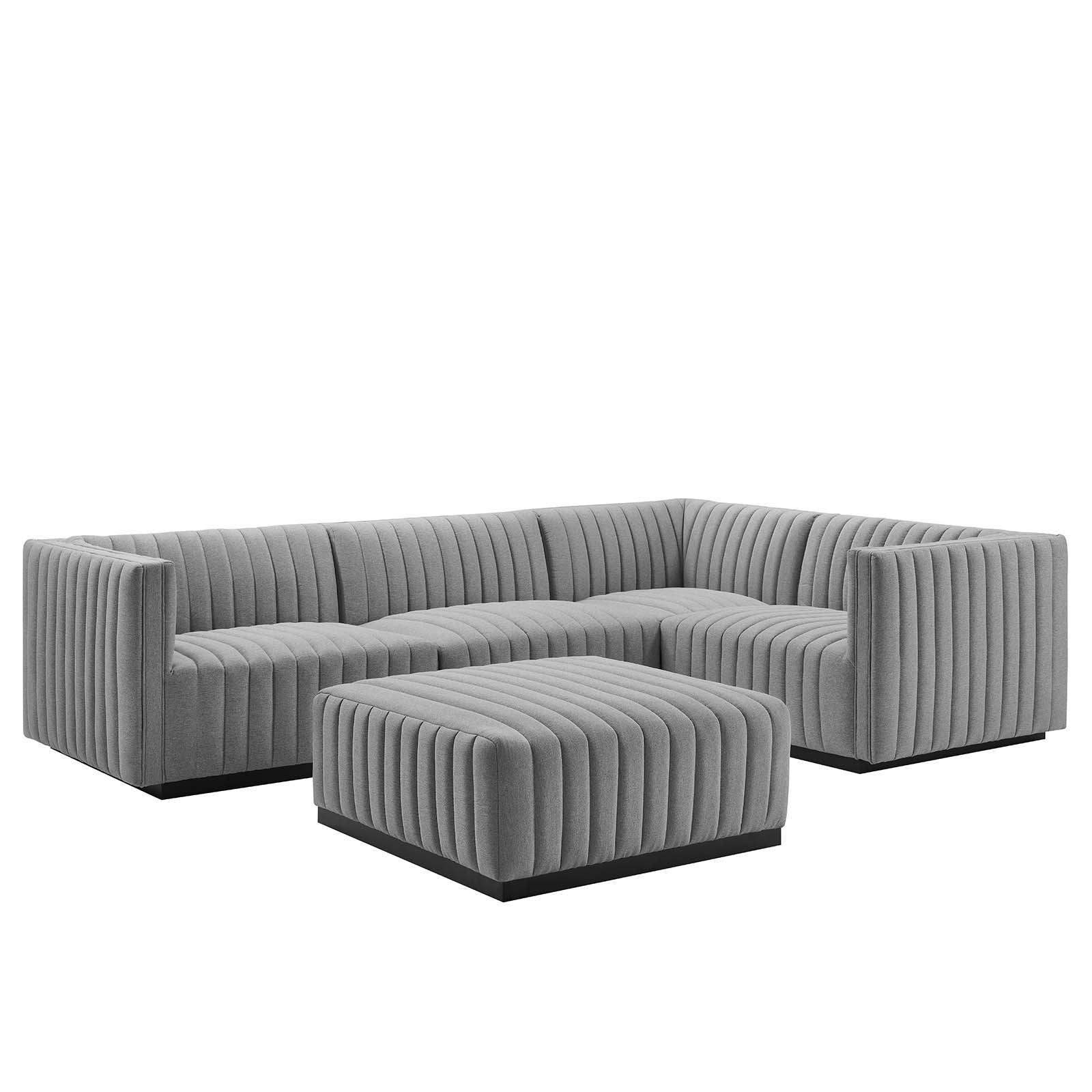 Conjure Channel Tufted Upholstered Fabric 5-Piece Sectional, EEI-5797 FredCo