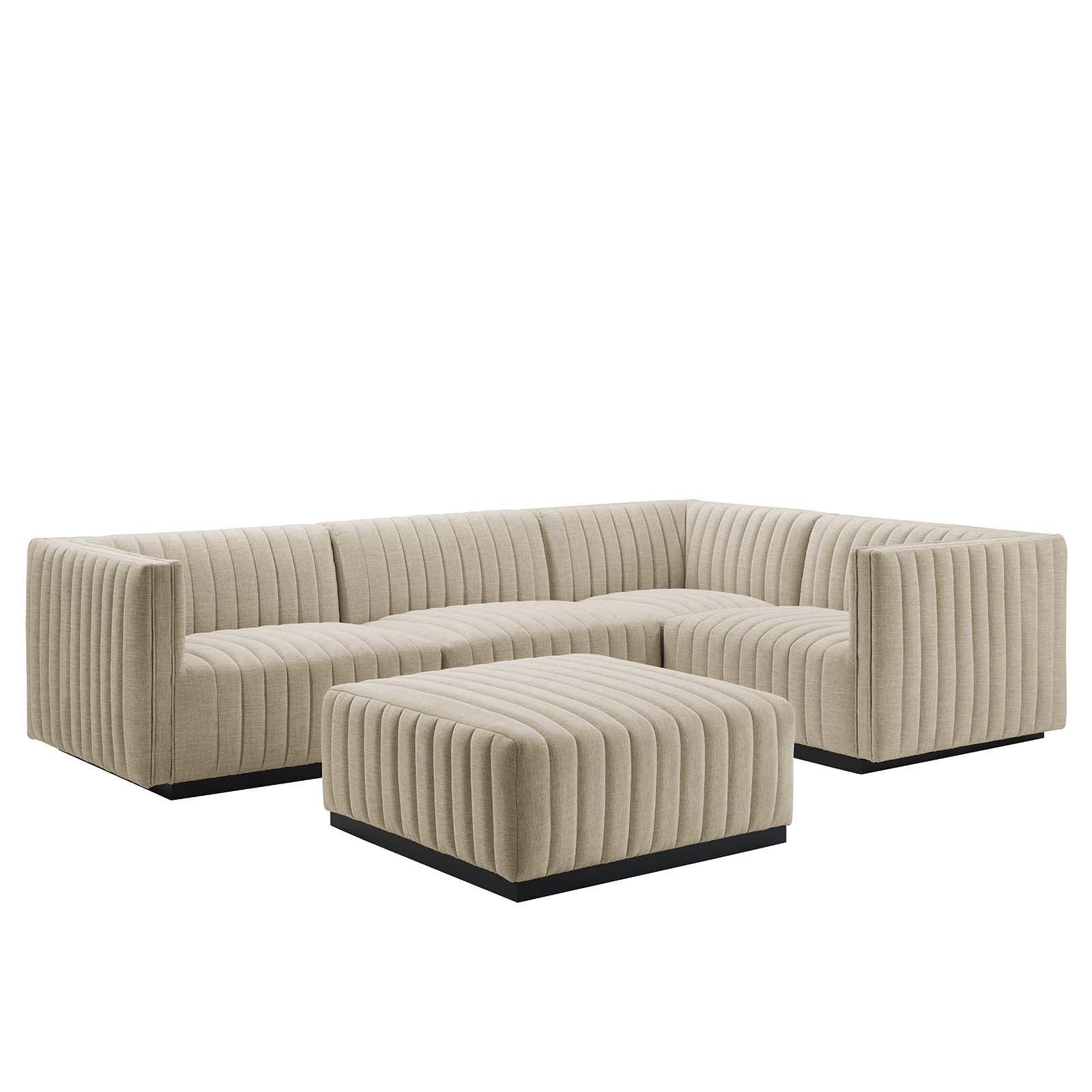 Conjure Channel Tufted Upholstered Fabric 5-Piece Sectional, EEI-5797 FredCo