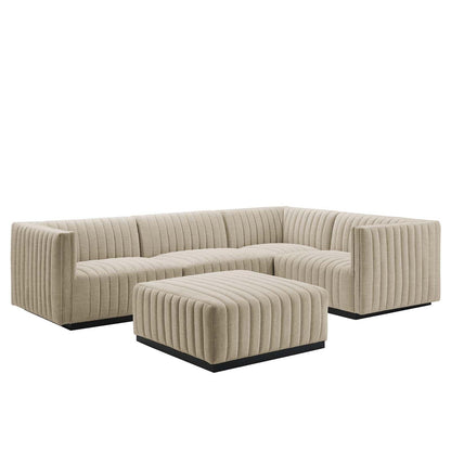 Conjure Channel Tufted Upholstered Fabric 5-Piece Sectional, EEI-5797 FredCo