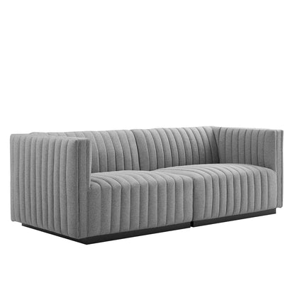 Conjure Channel Tufted Upholstered Fabric Loveseat by Modway FredCo
