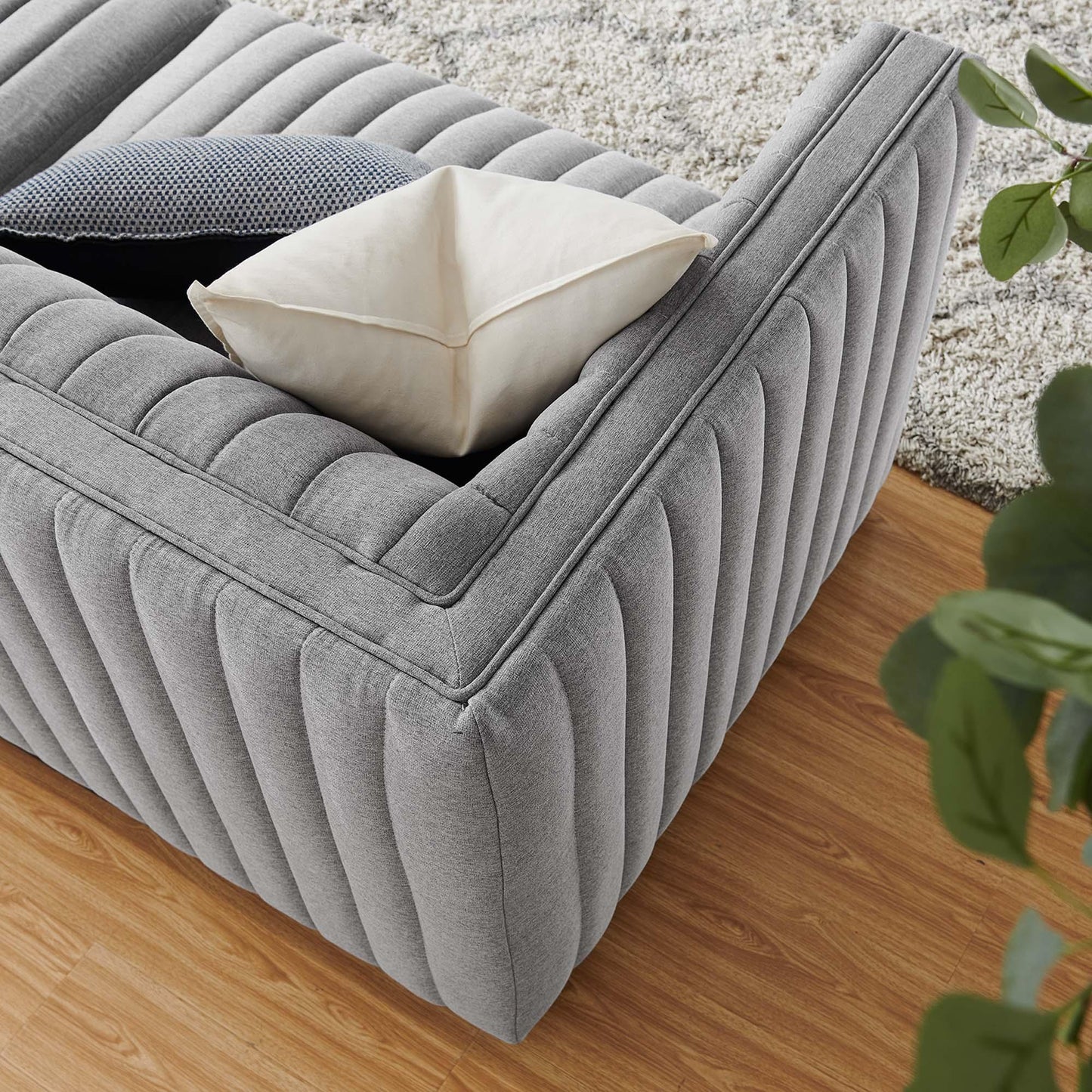 Conjure Channel Tufted Upholstered Fabric Loveseat by Modway FredCo