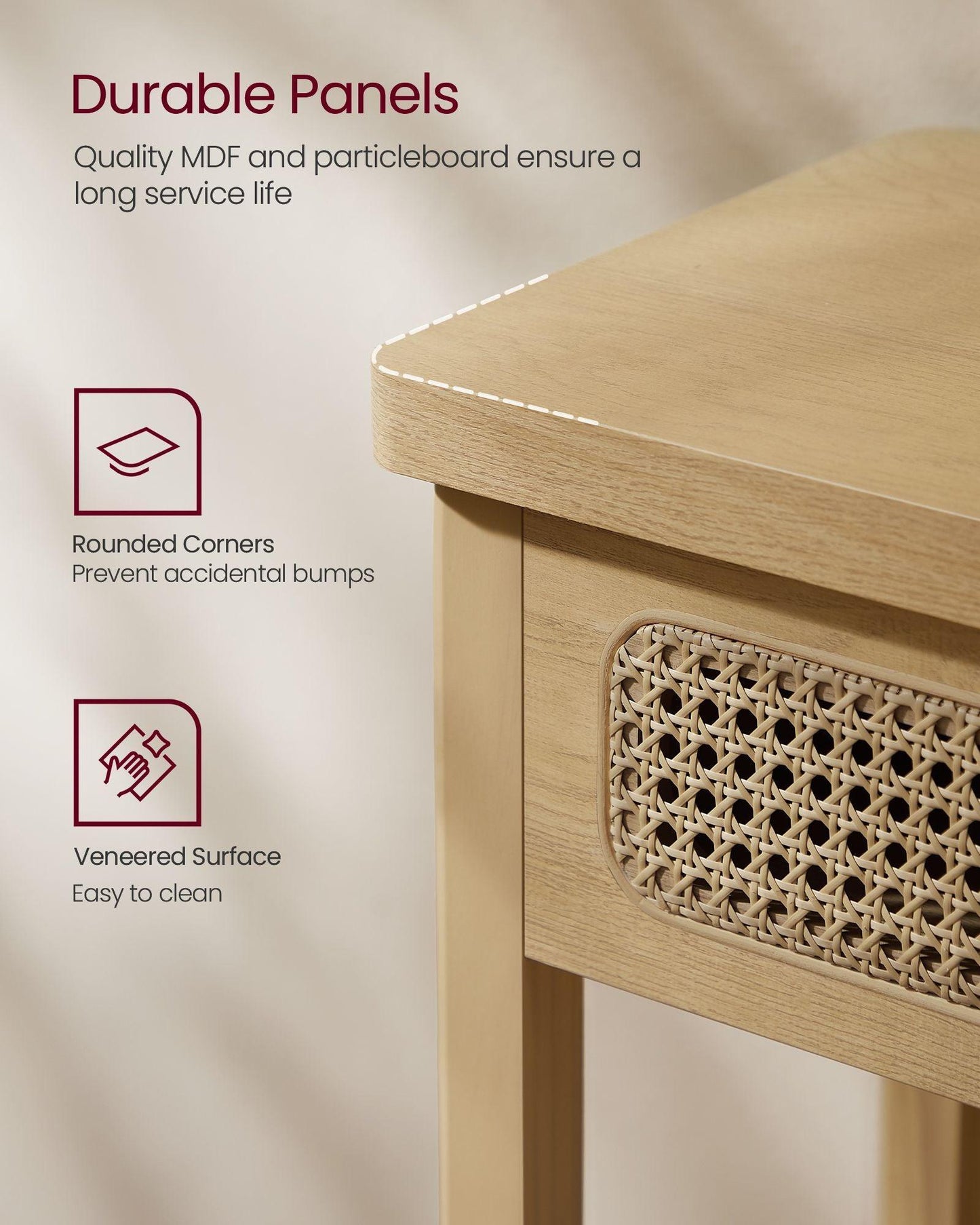 Console Table with Drawers and Shelf Oak Beige FredCo