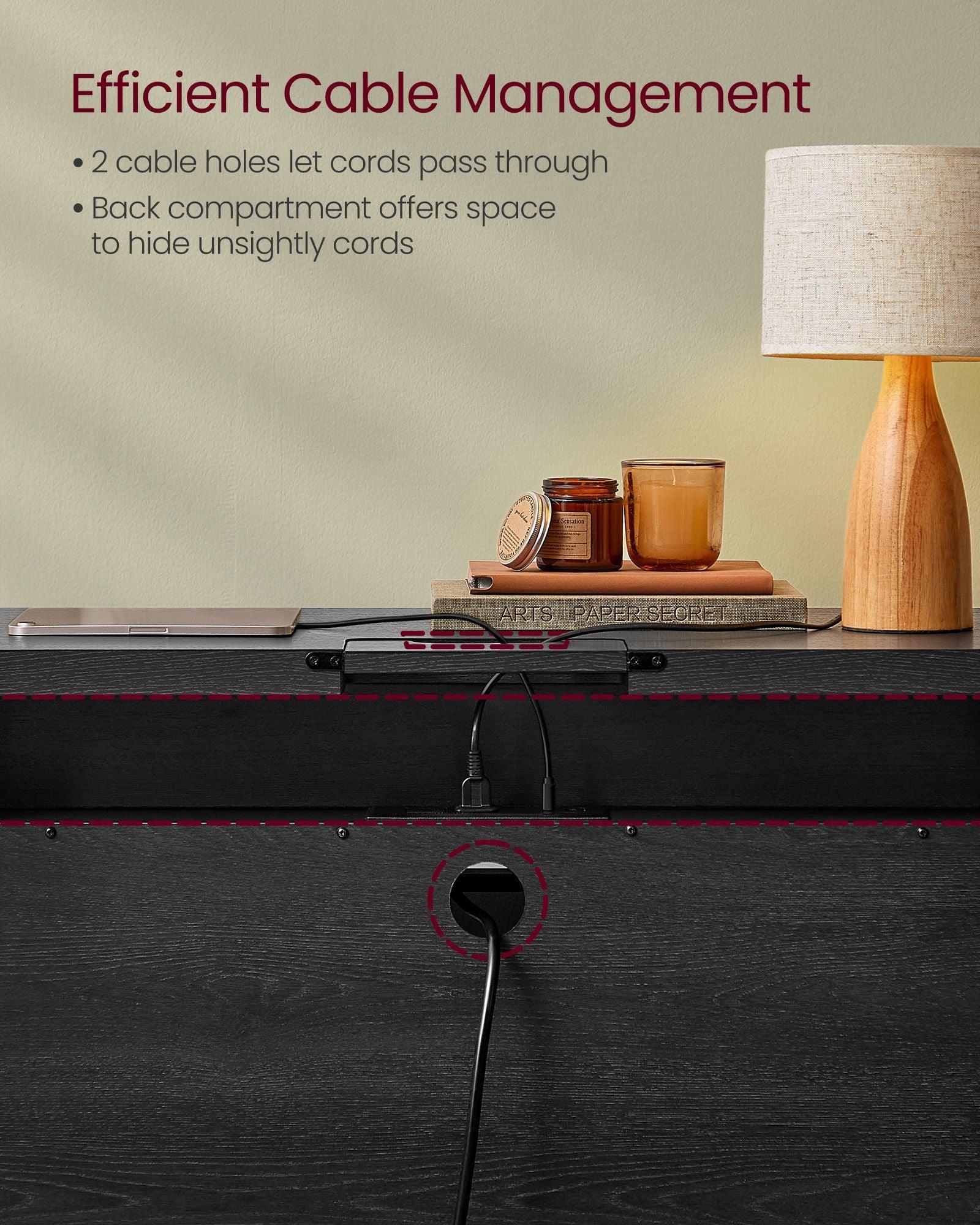 Console Table with Power Outlets Ash Black FredCo