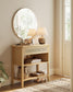 Console Table with Power Outlets Oak Beige FredCo