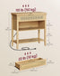 Console Table with Power Outlets Oak Beige FredCo