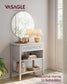 Console Table with Power Outlets Oatmeal Beige FredCo