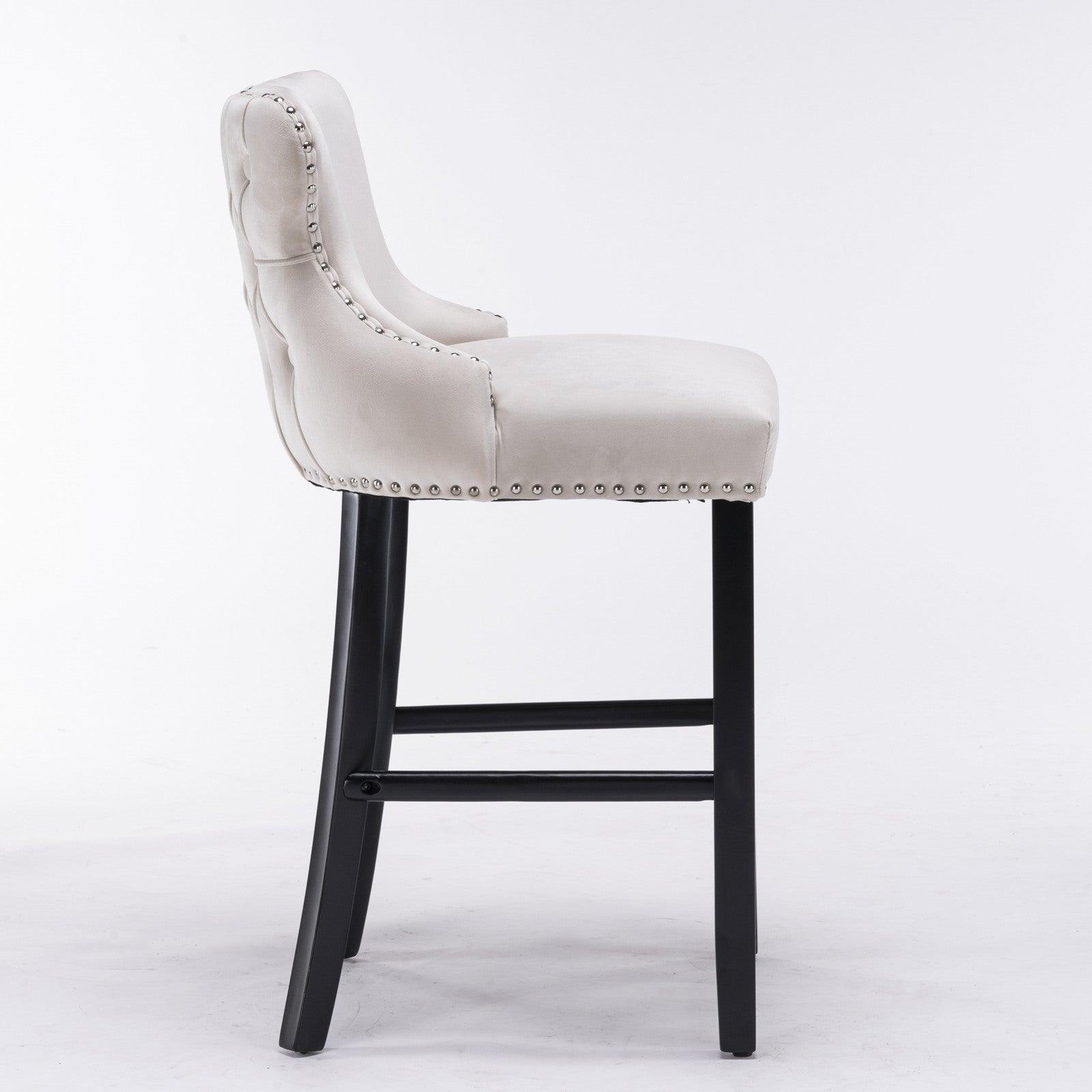 Contemporary Velvet Upholstered Wing-Back Barstools, Bar stools, Set of 2 FredCo