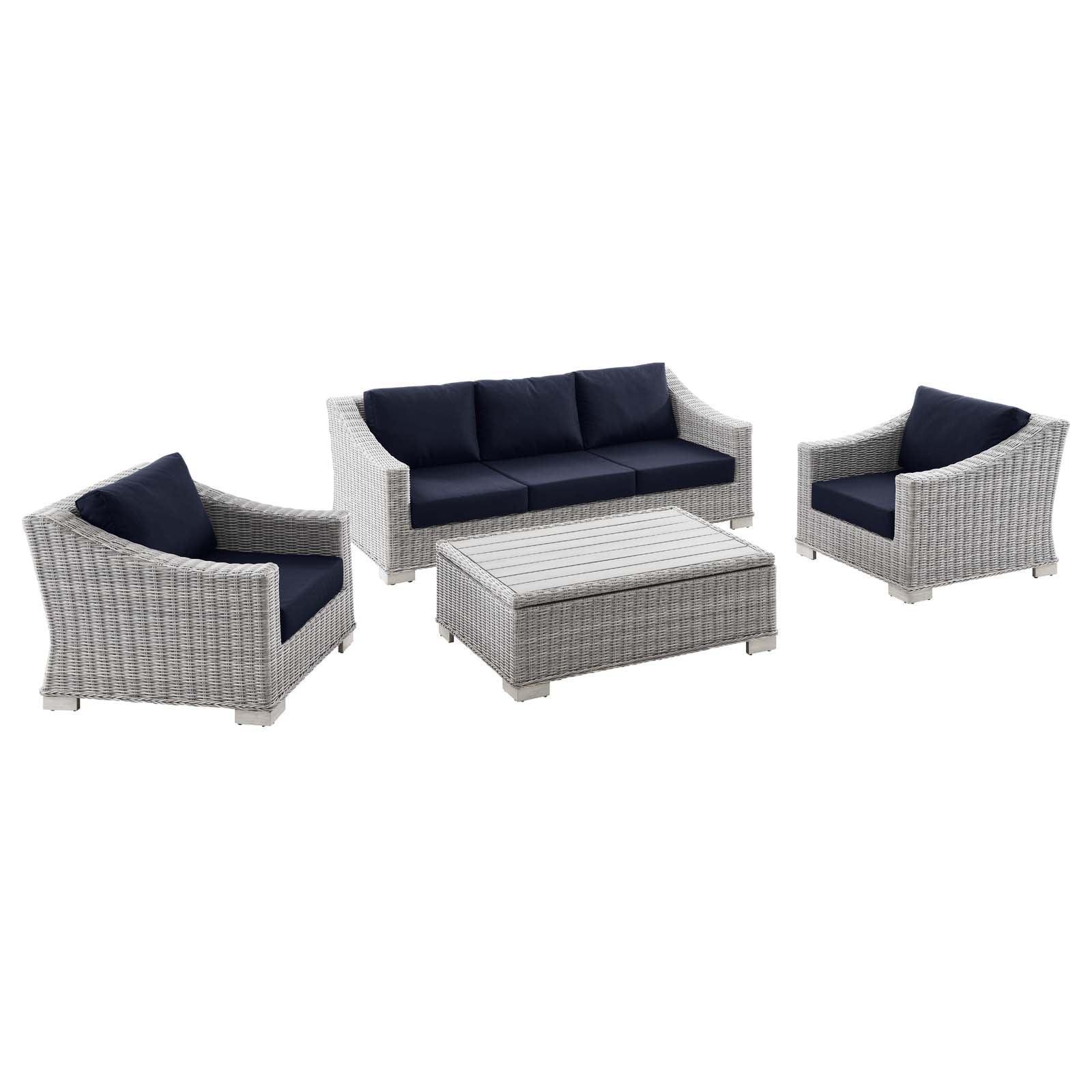 Conway 4-Piece Outdoor Patio Wicker Rattan Furniture Set, EEI-5095 FredCo