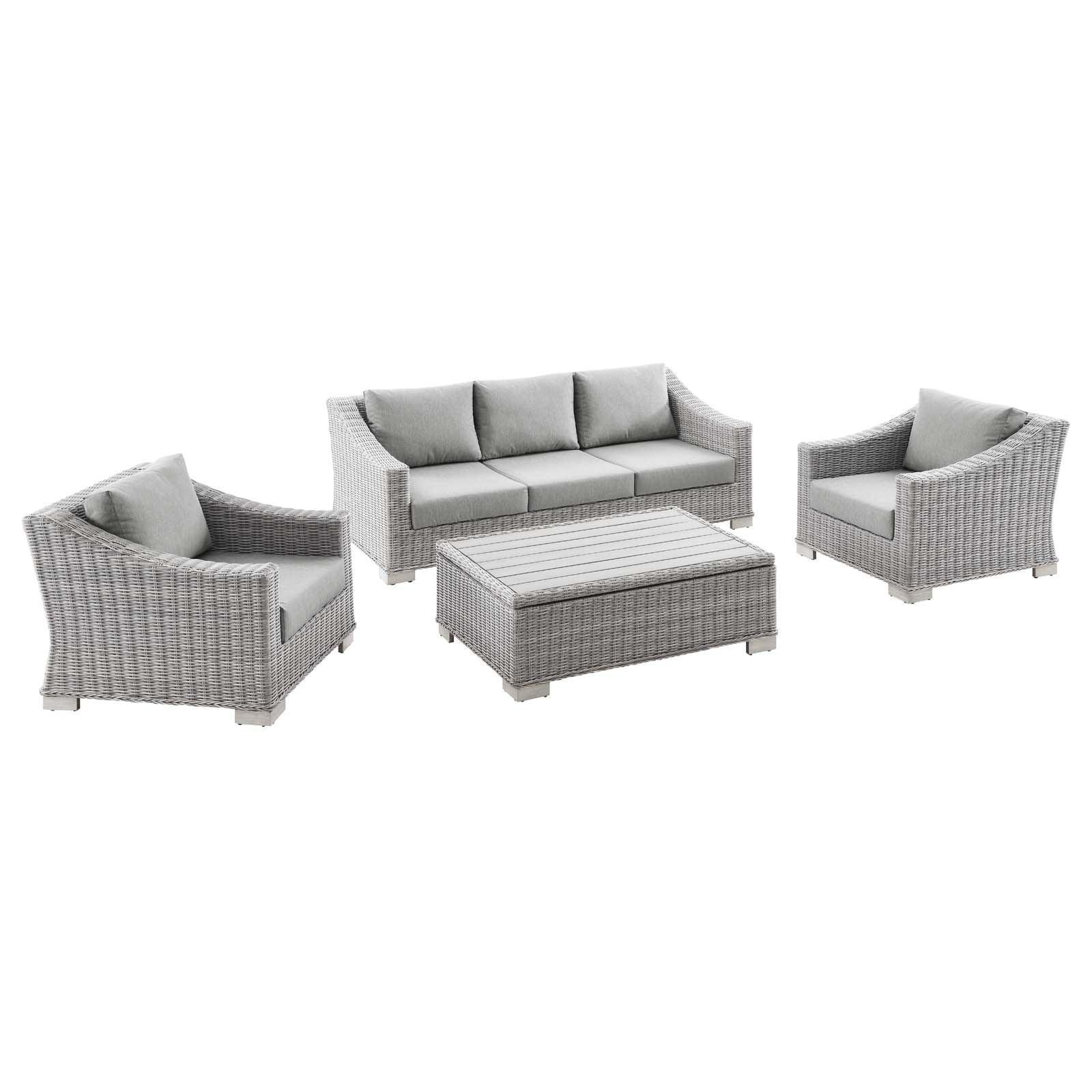 Conway 4-Piece Outdoor Patio Wicker Rattan Furniture Set, EEI-5095 FredCo