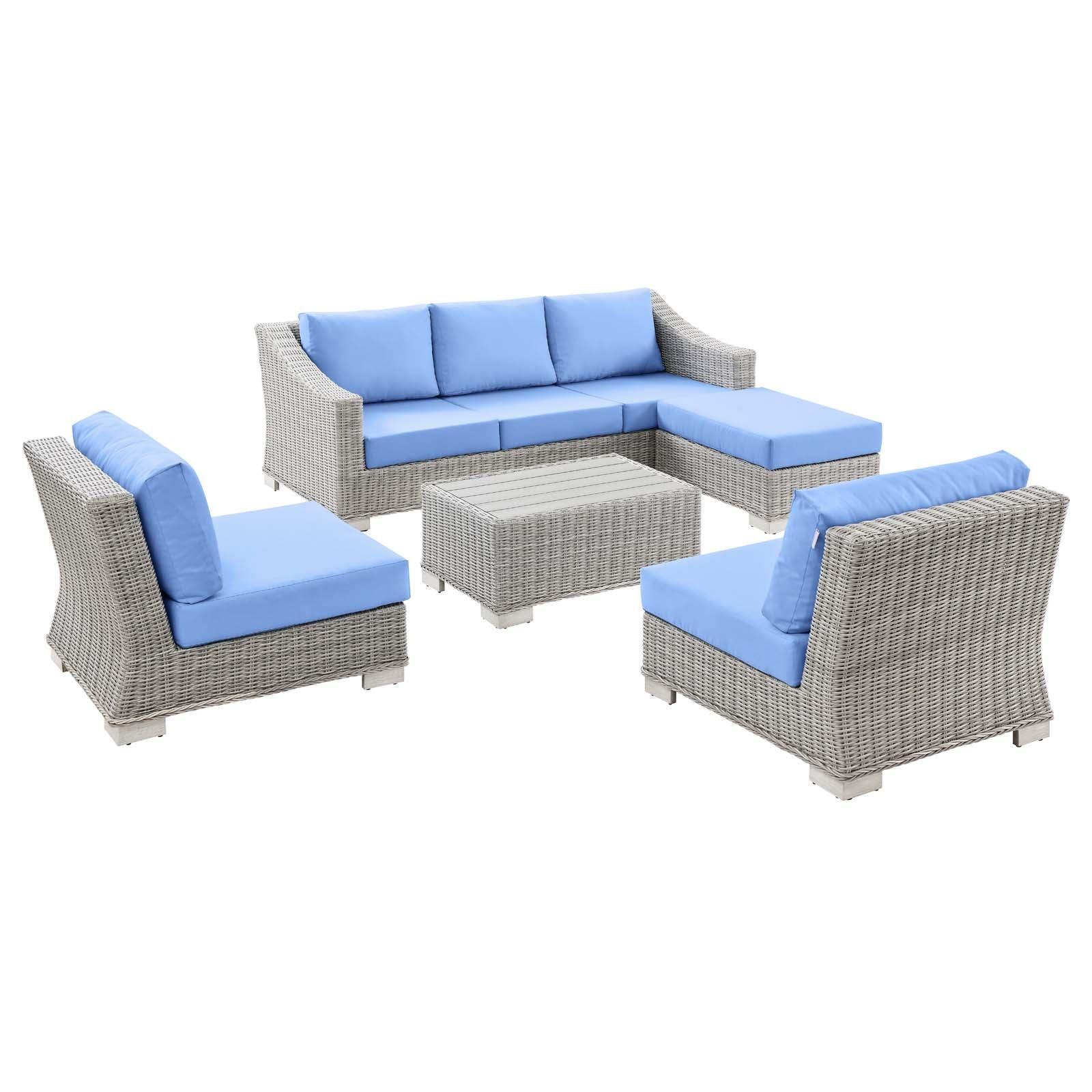Conway 5-Piece Outdoor Patio Wicker Rattan Furniture Set, EEI-5097 FredCo