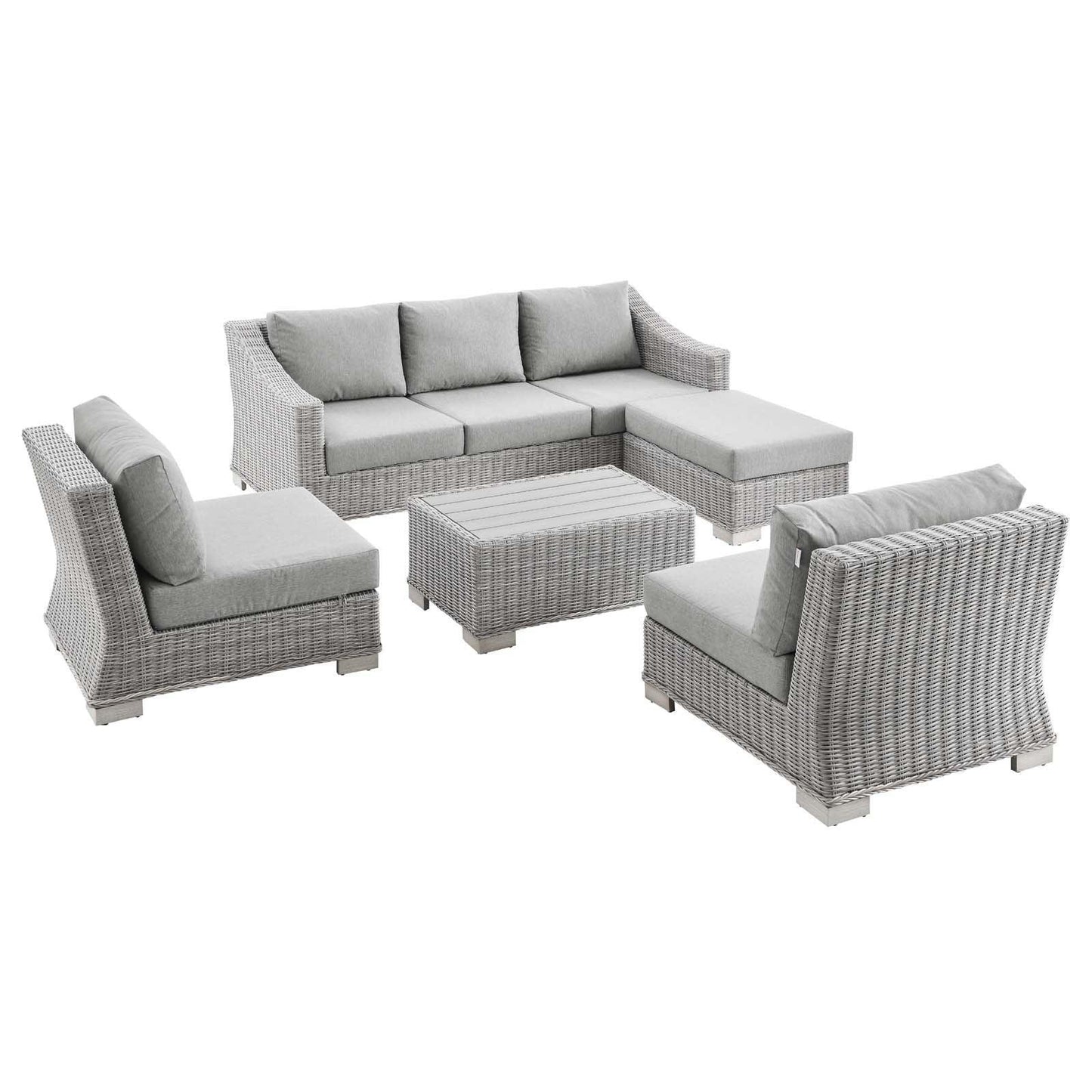Conway 5-Piece Outdoor Patio Wicker Rattan Furniture Set, EEI-5097 FredCo