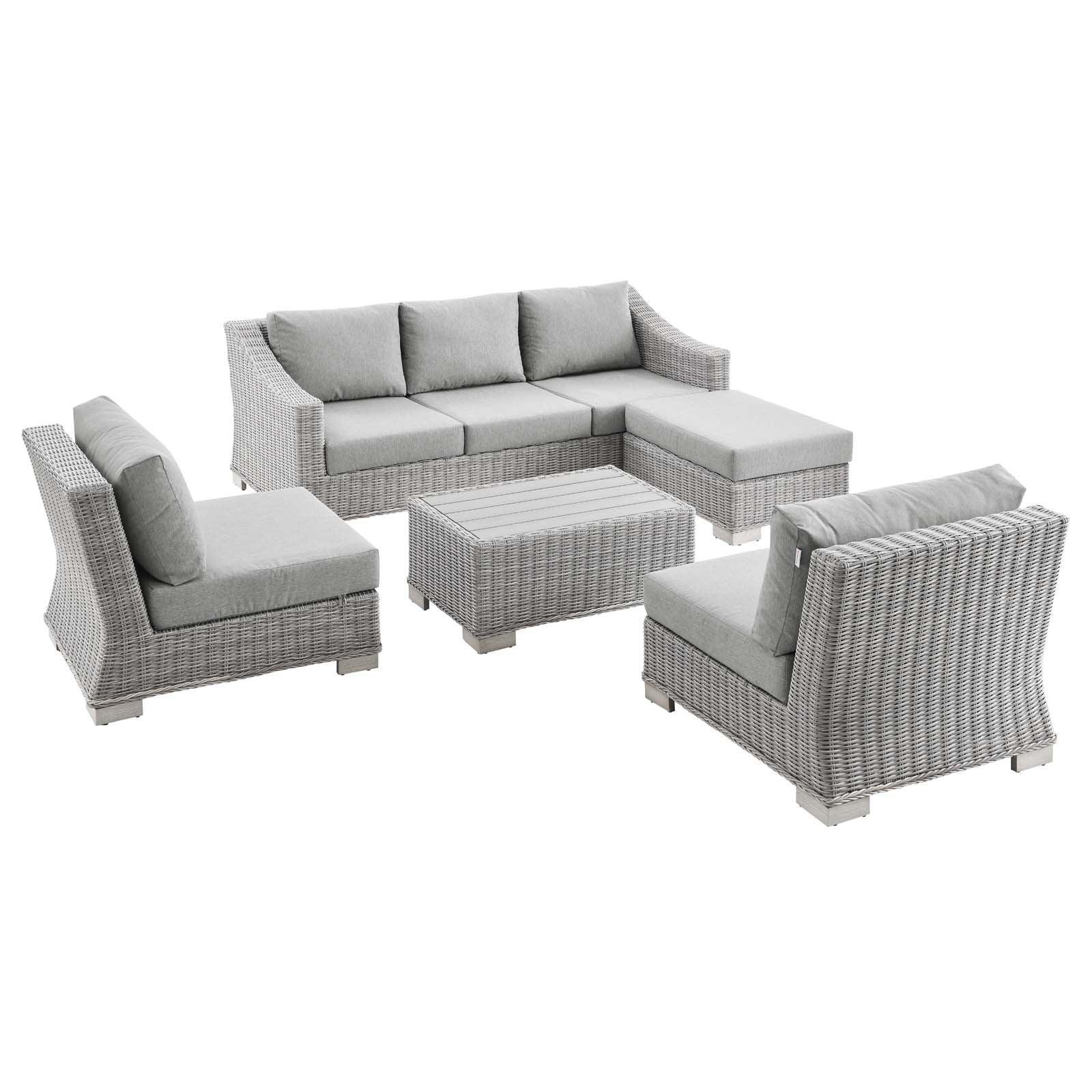 Conway 5-Piece Outdoor Patio Wicker Rattan Furniture Set, EEI-5097 FredCo