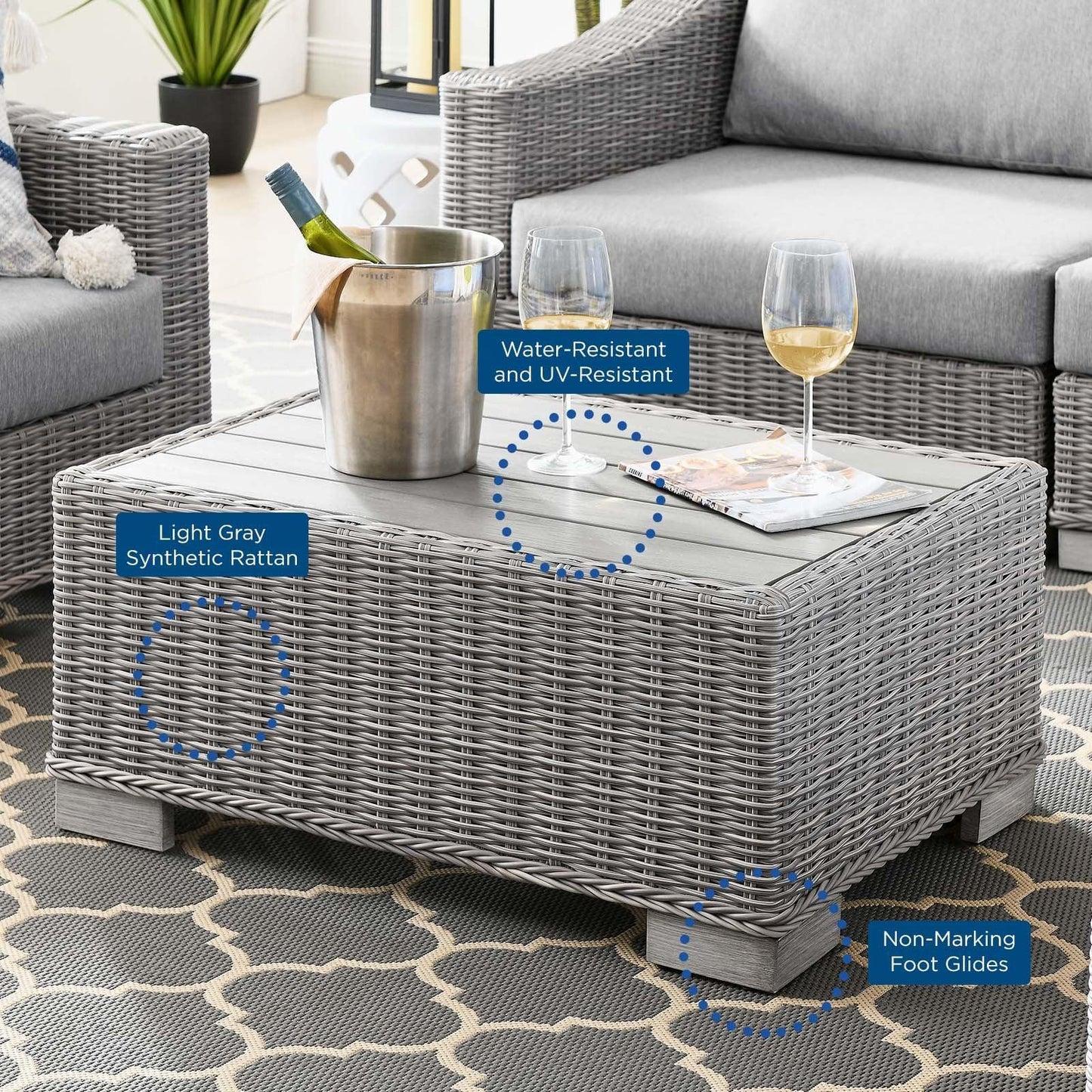 Conway 5-Piece Outdoor Patio Wicker Rattan Furniture Set, EEI-5097 FredCo