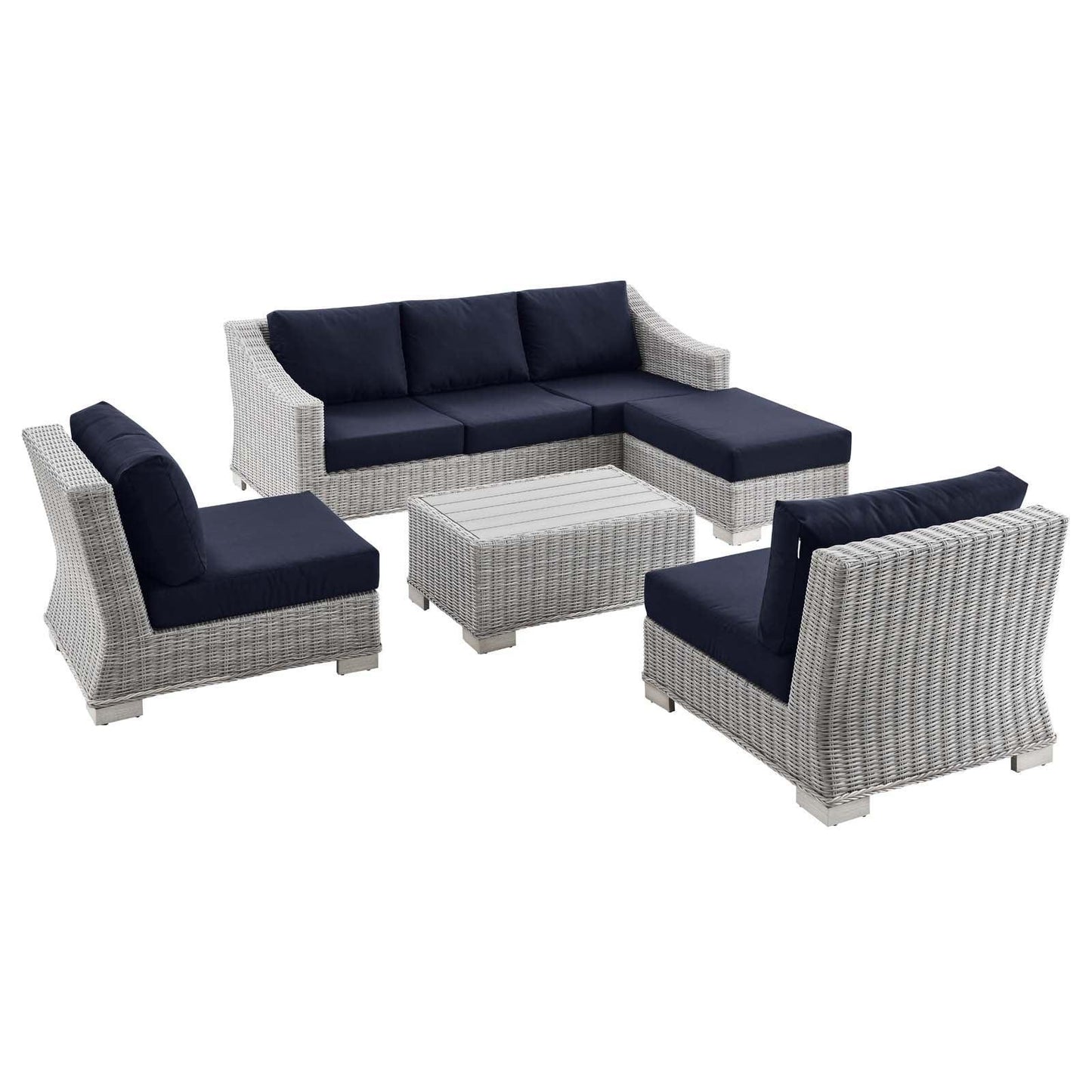 Conway 5-Piece Outdoor Patio Wicker Rattan Furniture Set, EEI-5097 FredCo
