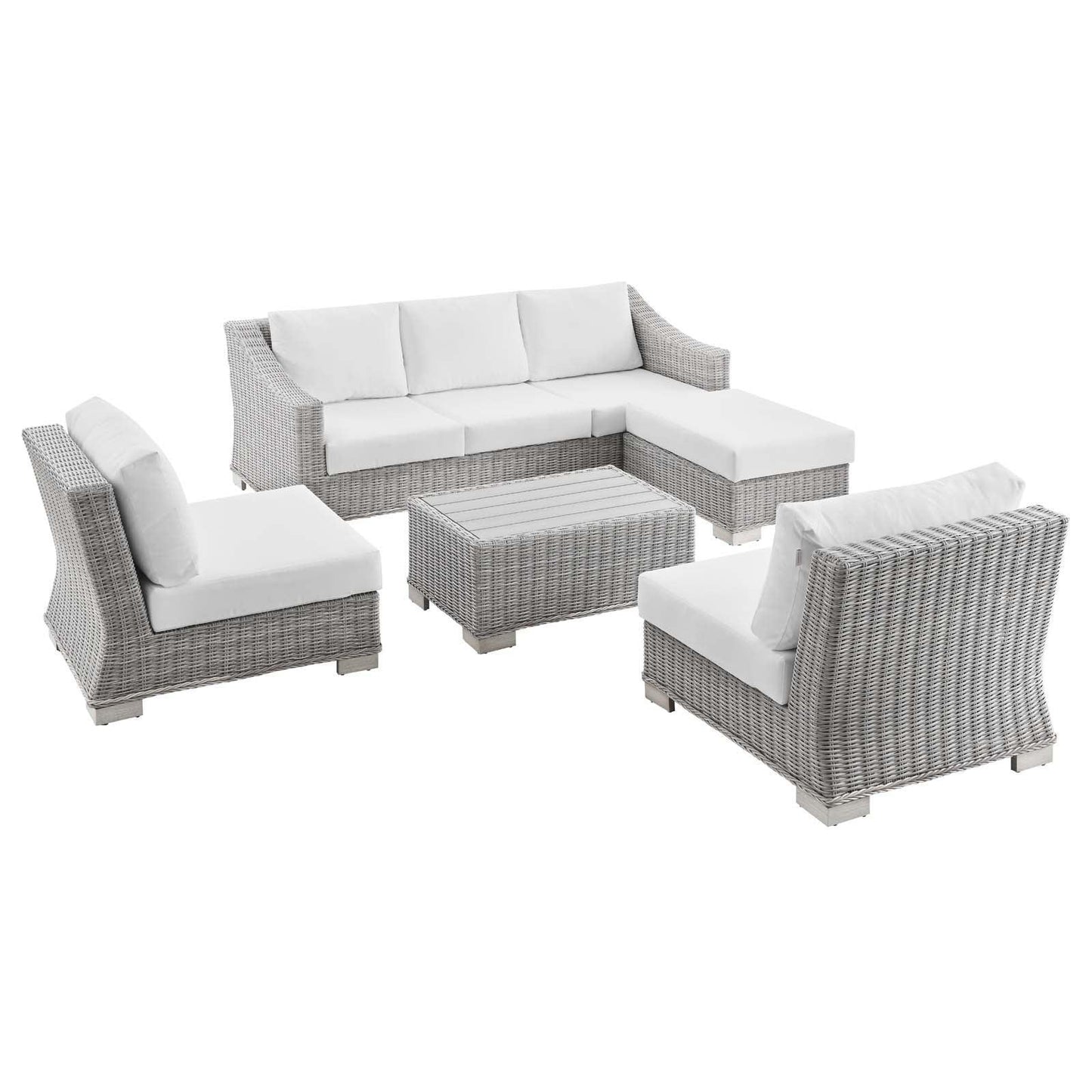 Conway 5-Piece Outdoor Patio Wicker Rattan Furniture Set, EEI-5097 FredCo