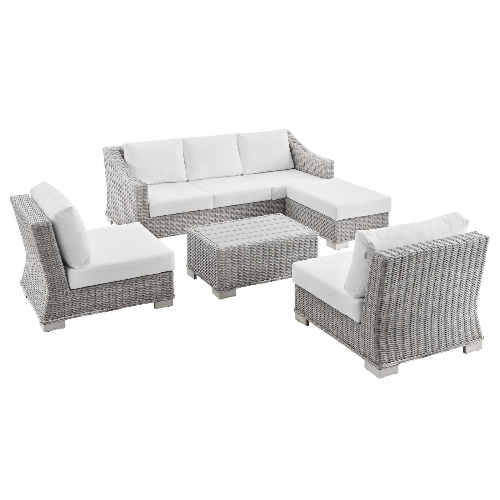 Conway 5-Piece Outdoor Patio Wicker Rattan Furniture Set, EEI-5097 FredCo
