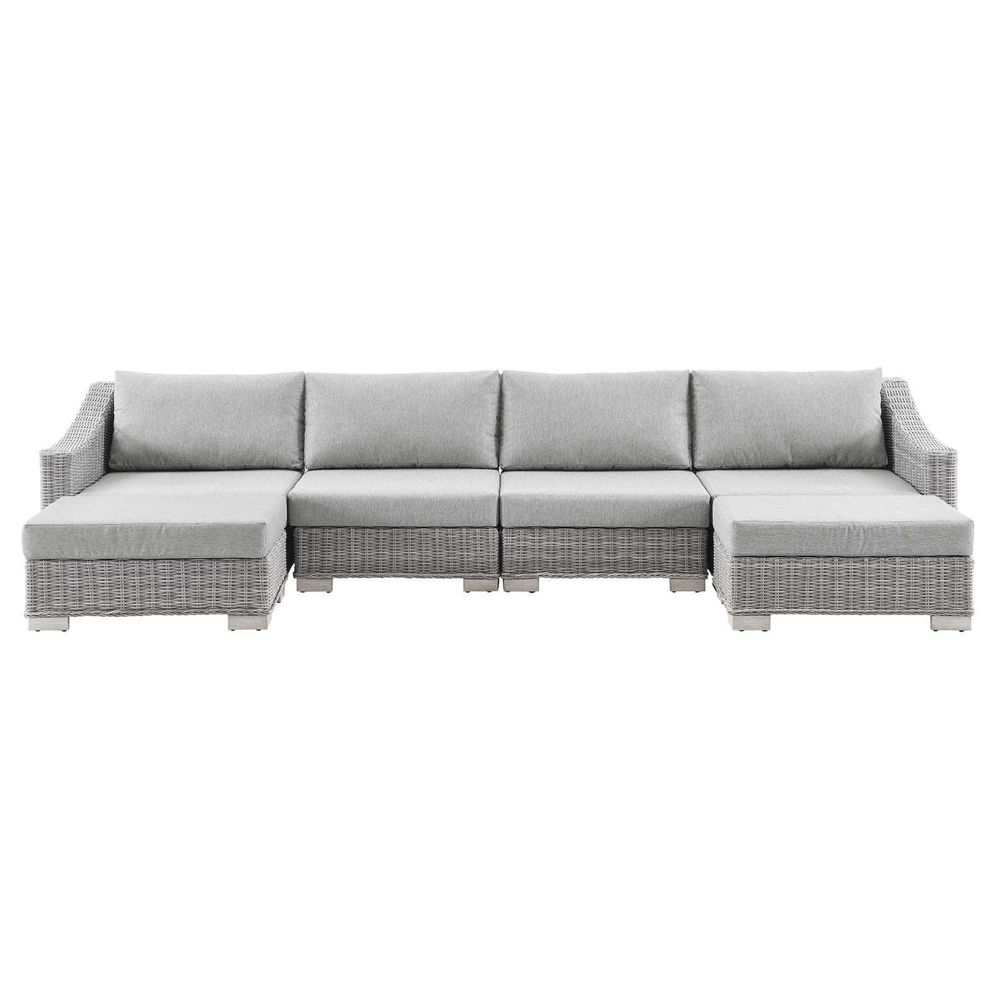 Conway Outdoor Patio Wicker Rattan 6-Piece Sectional Sofa Furniture Set, EEI-5099 FredCo