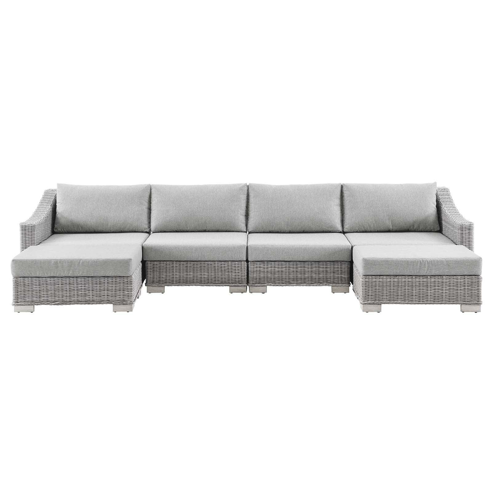 Conway Outdoor Patio Wicker Rattan 6-Piece Sectional Sofa Furniture Set, EEI-5099 FredCo