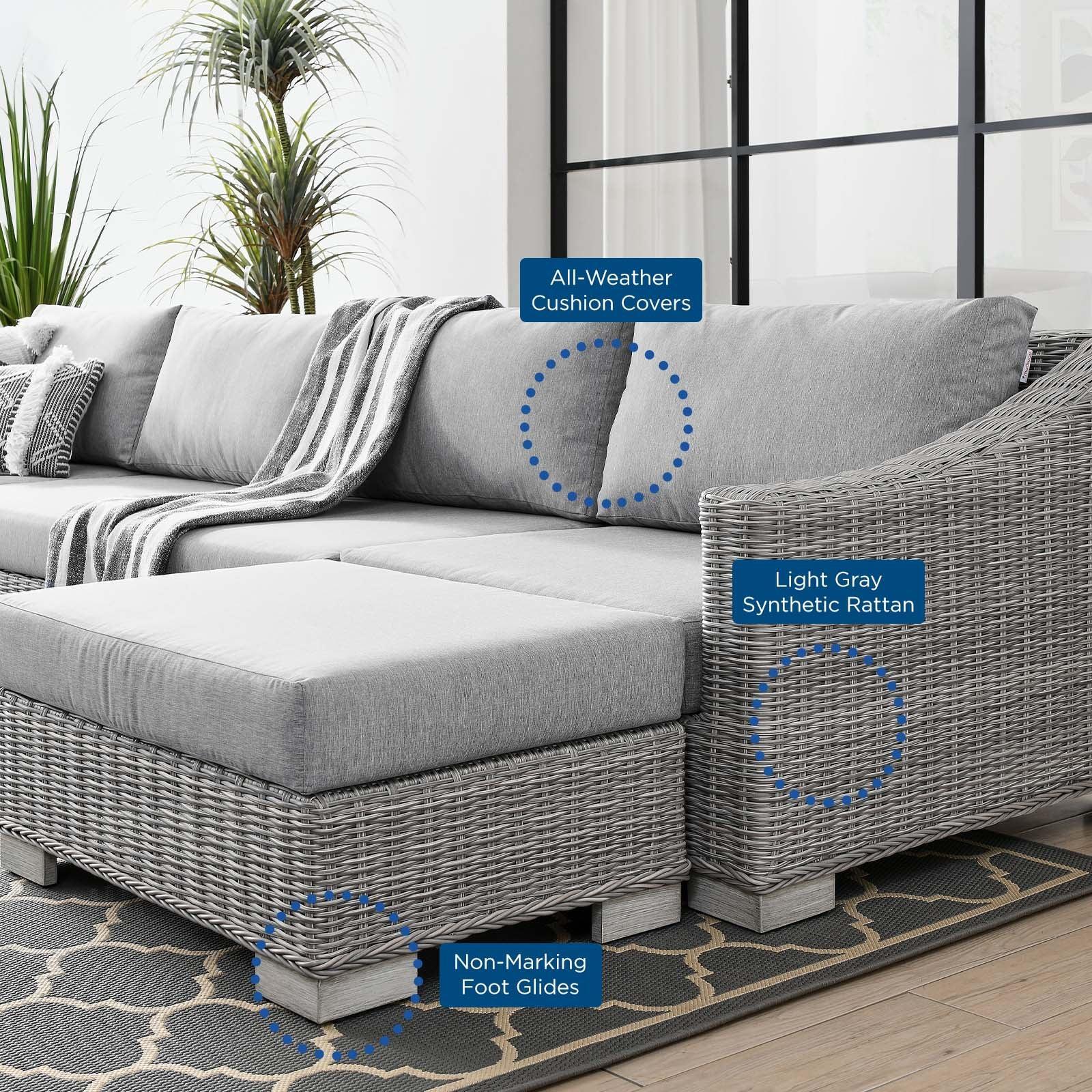 Conway Outdoor Patio Wicker Rattan 6-Piece Sectional Sofa Furniture Set, EEI-5099 FredCo