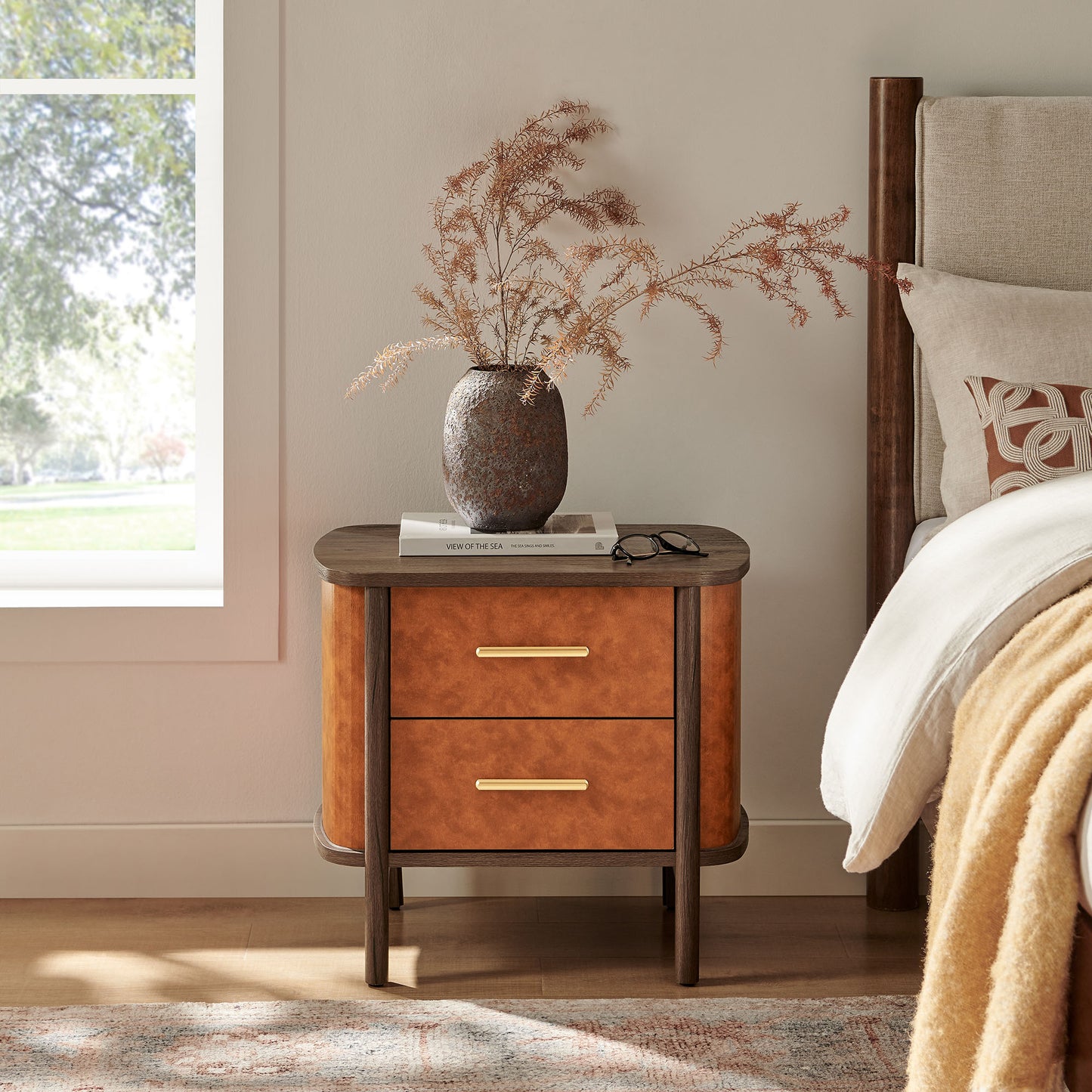 Coralie 2-Drawer Curved Vegan Leather Nightstand by Modway MOD-7237 FredCo