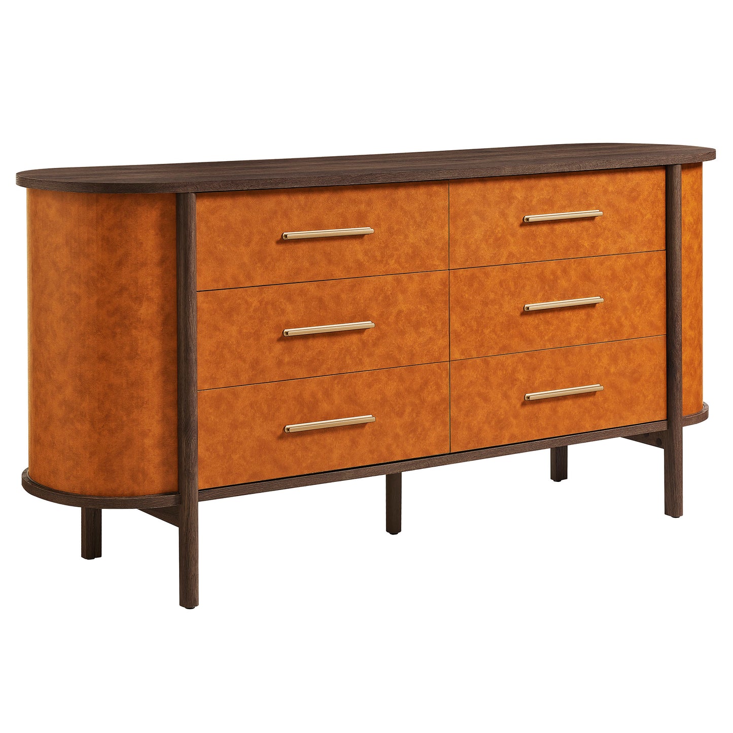 Coralie Curved 6-Drawer Vegan Leather Oval Dresser by Modway MOD-7228 FredCo