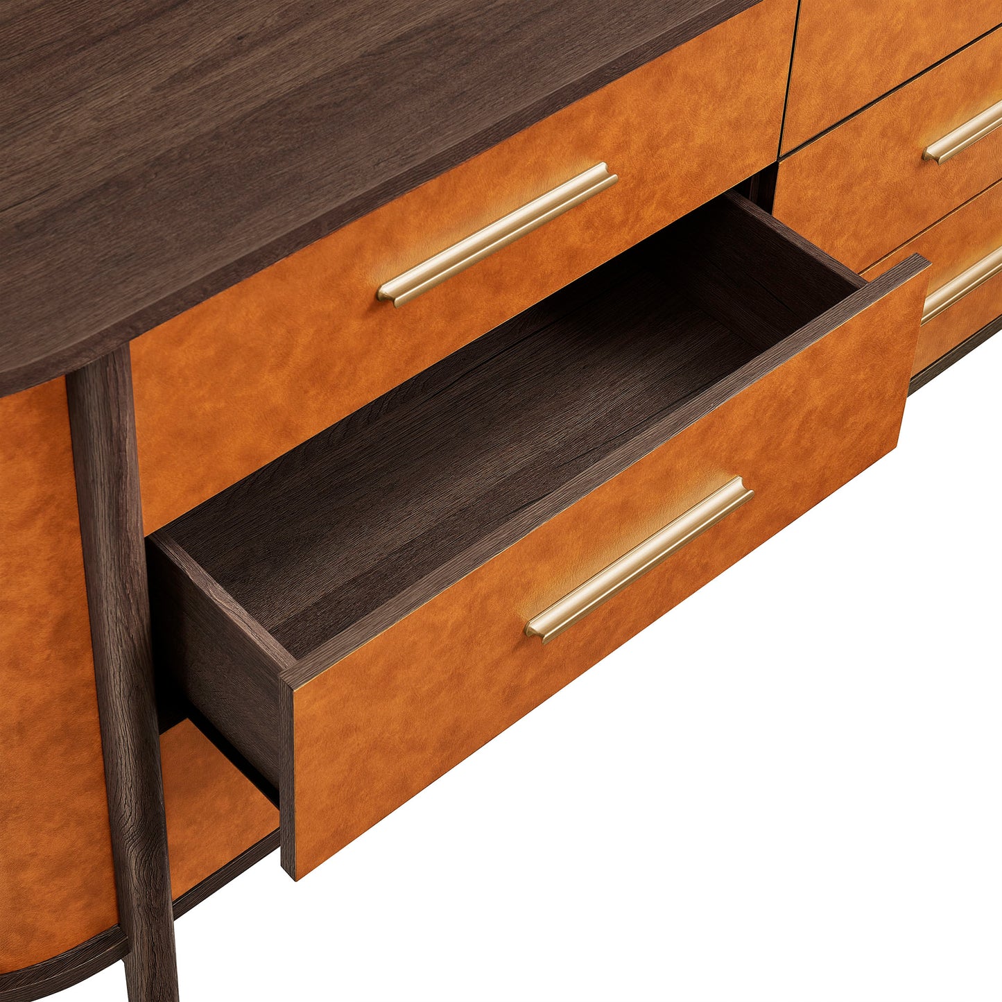 Coralie Curved 6-Drawer Vegan Leather Oval Dresser by Modway MOD-7228 FredCo