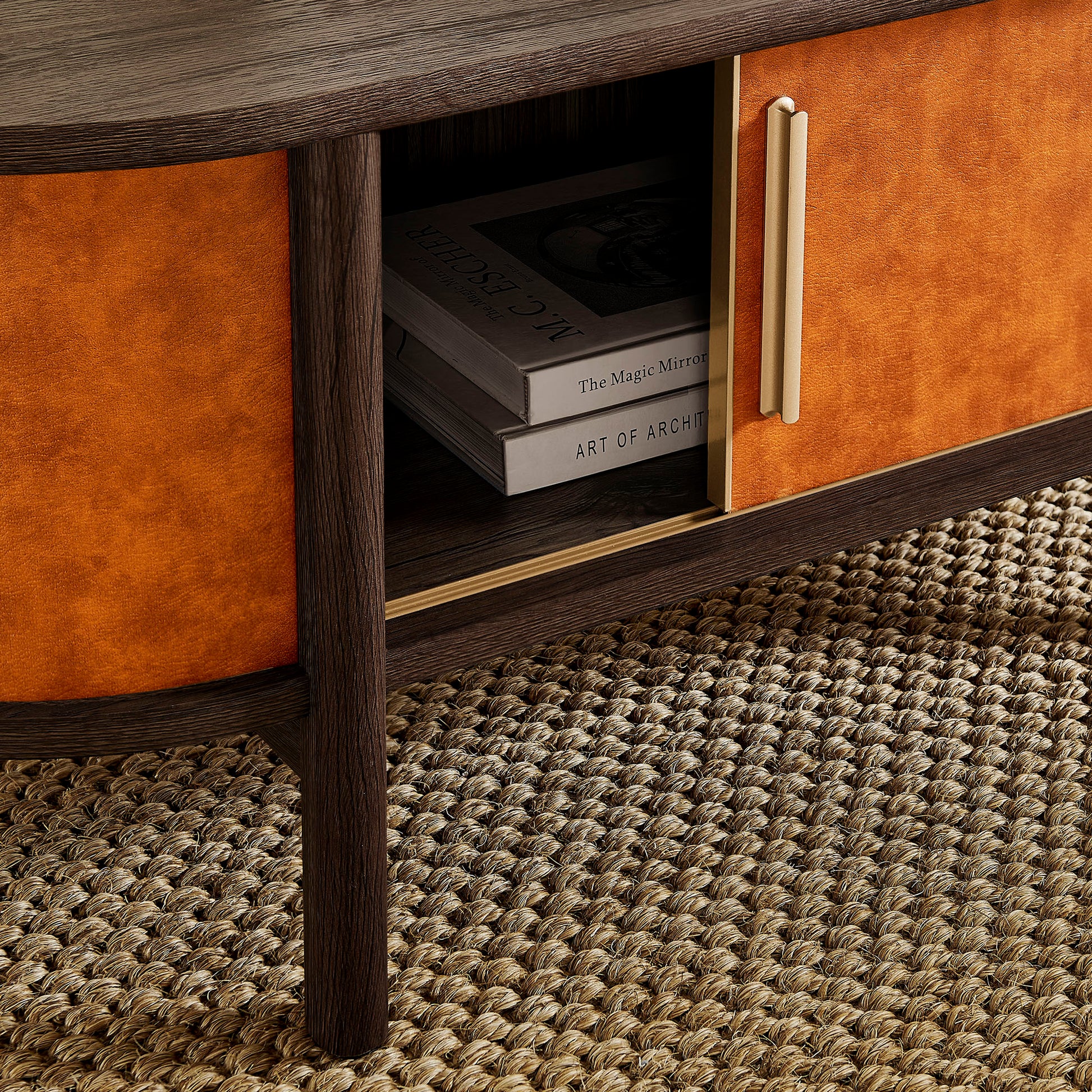 Coralie Curved Vegan Leather Oval Coffee Table by Modway EEI-7371 FredCo