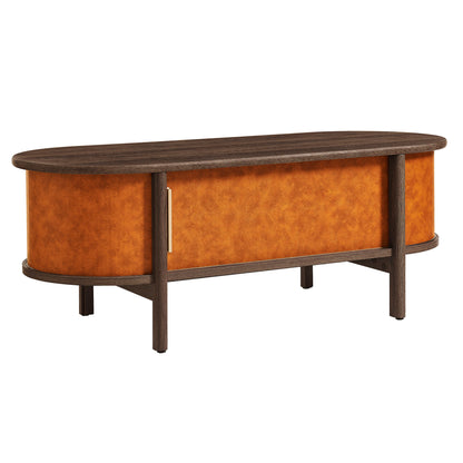 Coralie Curved Vegan Leather Oval Coffee Table by Modway EEI-7371 FredCo