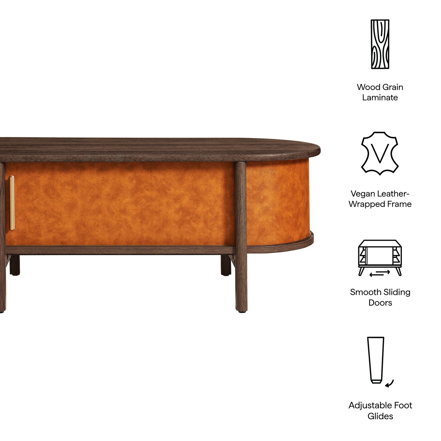 Coralie Curved Vegan Leather Oval Coffee Table by Modway EEI-7371 FredCo