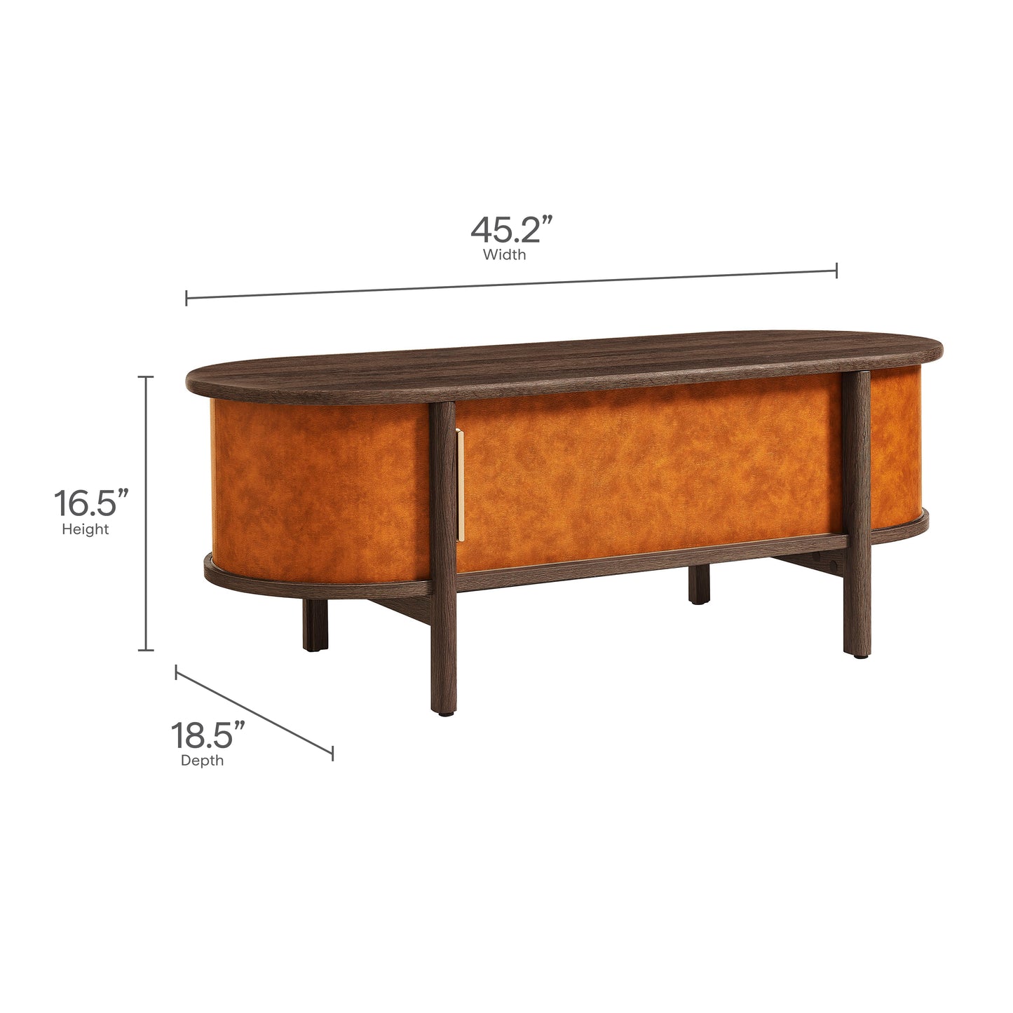 Coralie Curved Vegan Leather Oval Coffee Table by Modway EEI-7371 FredCo
