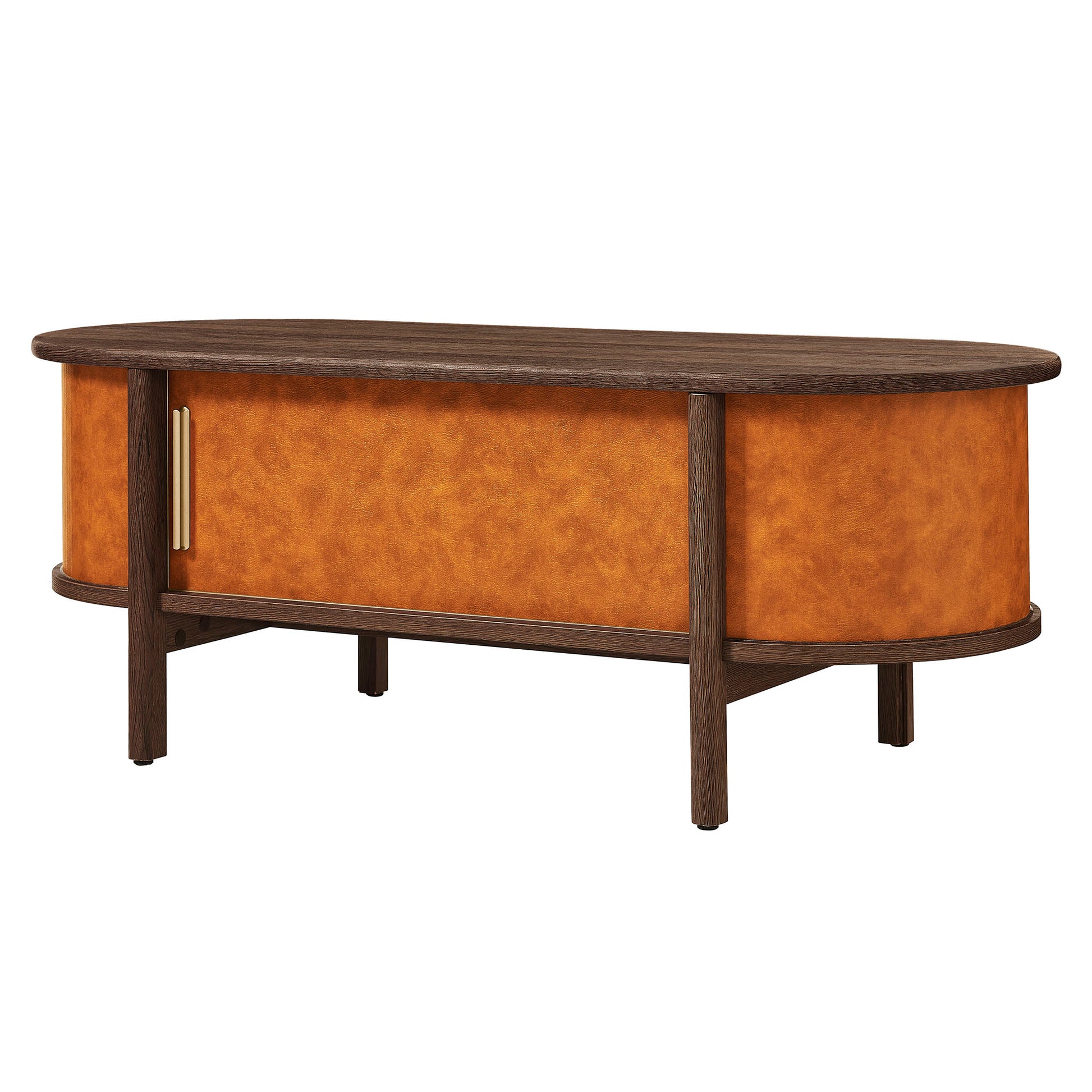 Coralie Curved Vegan Leather Oval Coffee Table by Modway EEI-7371 FredCo