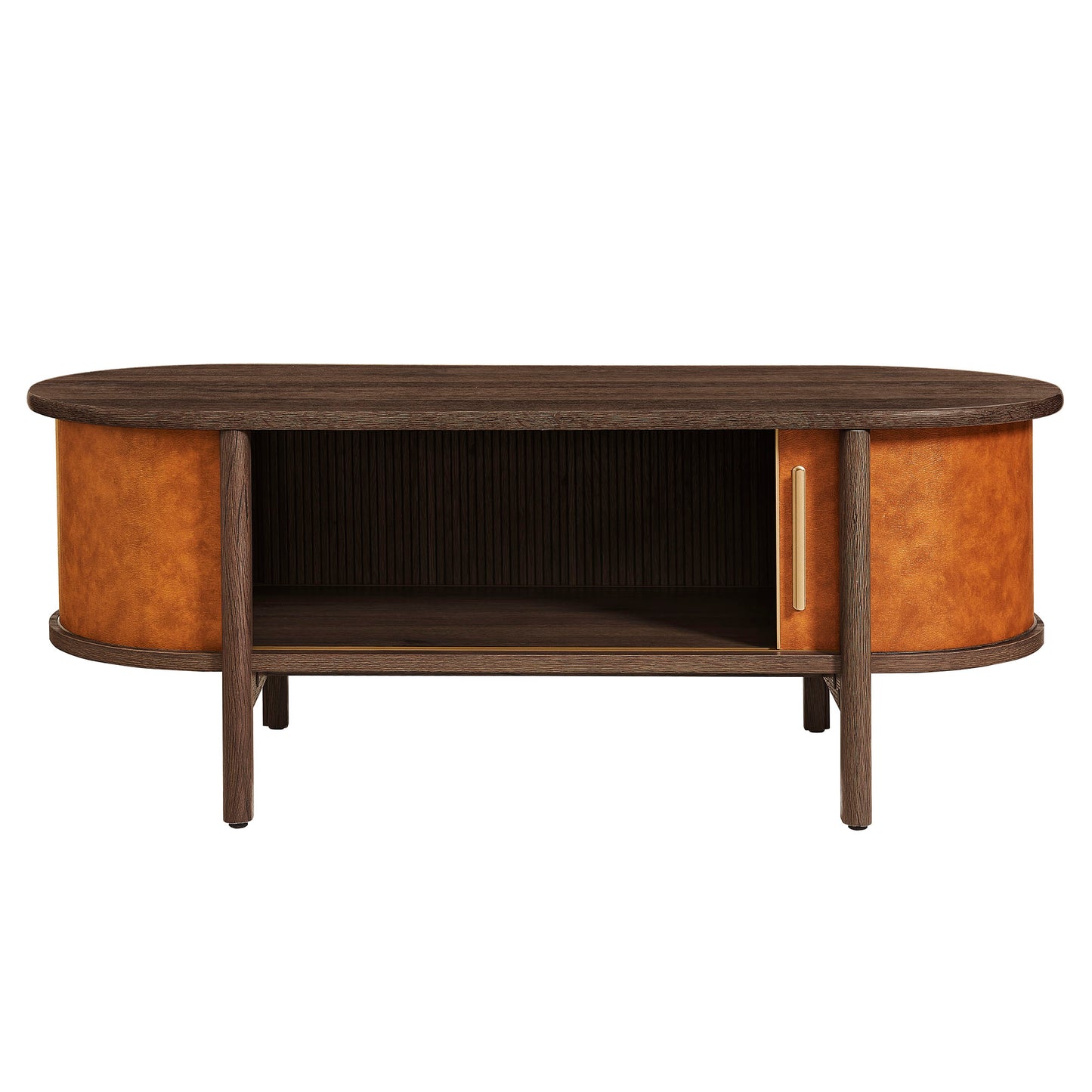 Coralie Curved Vegan Leather Oval Coffee Table by Modway EEI-7371 FredCo