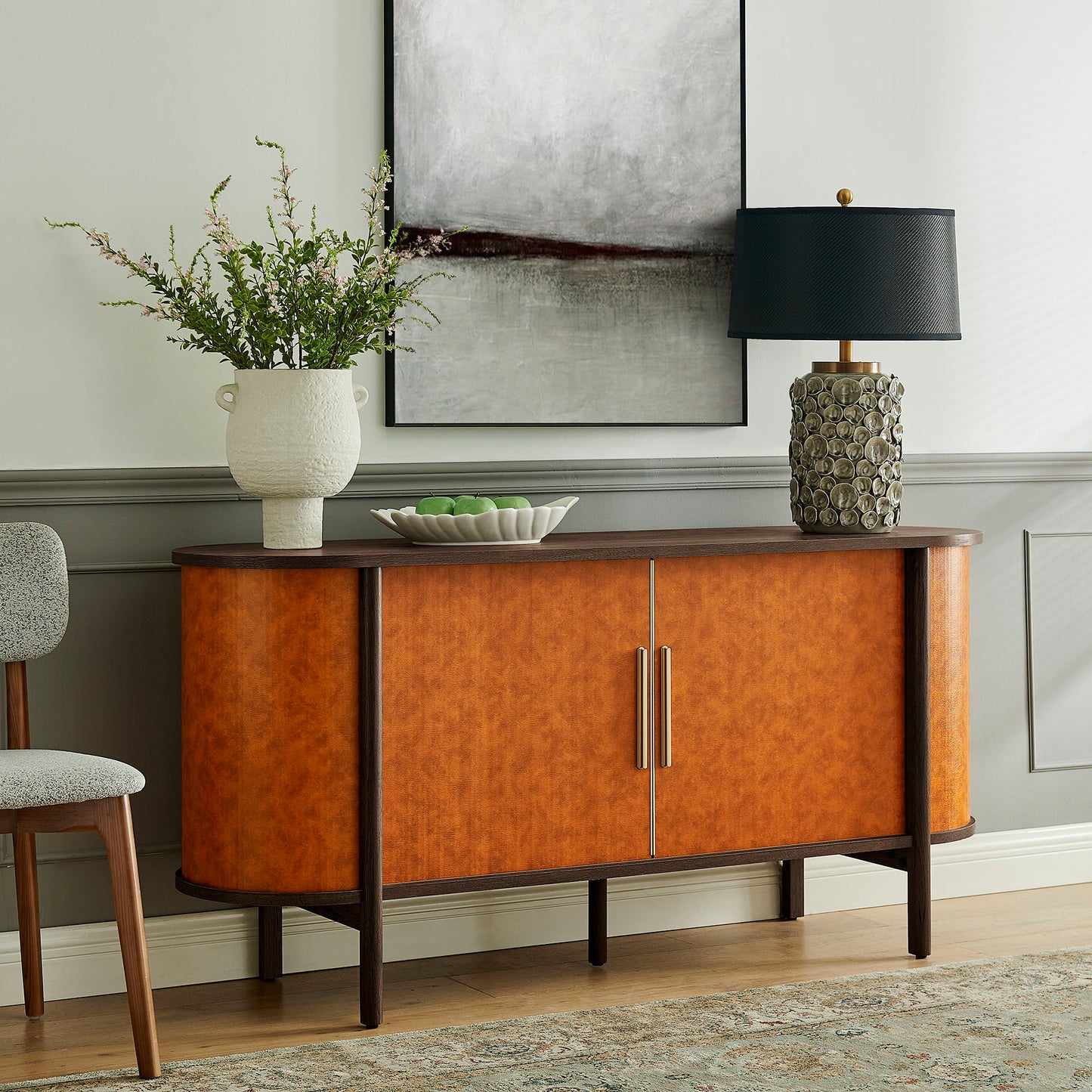 Coralie Curved Vegan Leather Oval Sideboard by Modway EEI-7373 FredCo