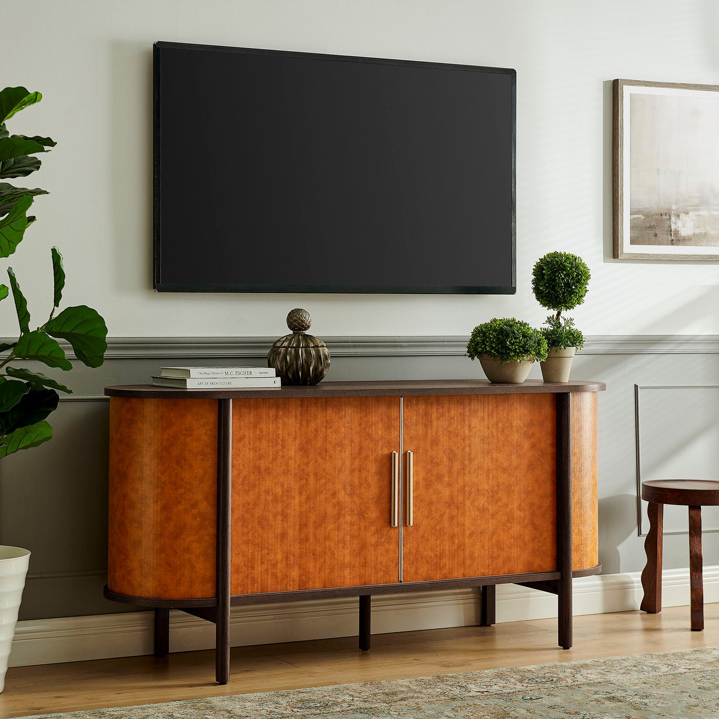 Coralie Curved Vegan Leather Oval Sideboard by Modway EEI-7373 FredCo