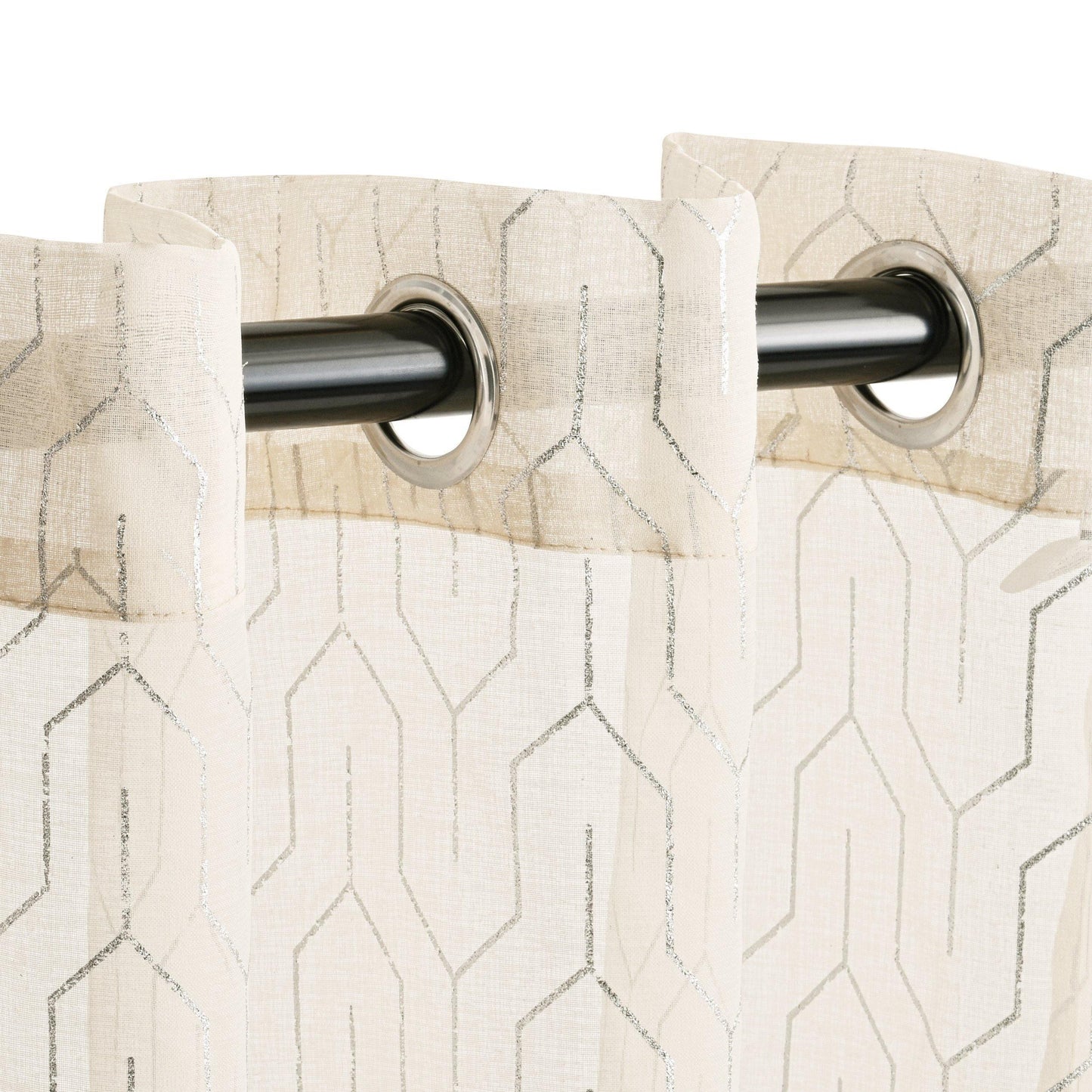 Cormac Diffused Light Shimmering Geometric Sheer Curtain Set FredCo