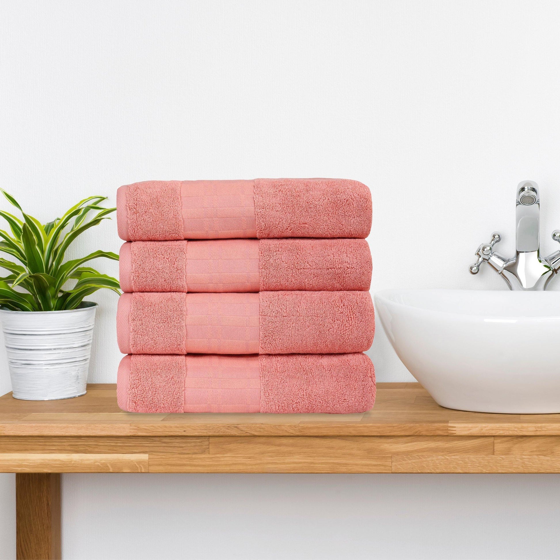 Cotton Absorbent 4-Piece Bath Towel Set 30" x 52" by Superior FredCo