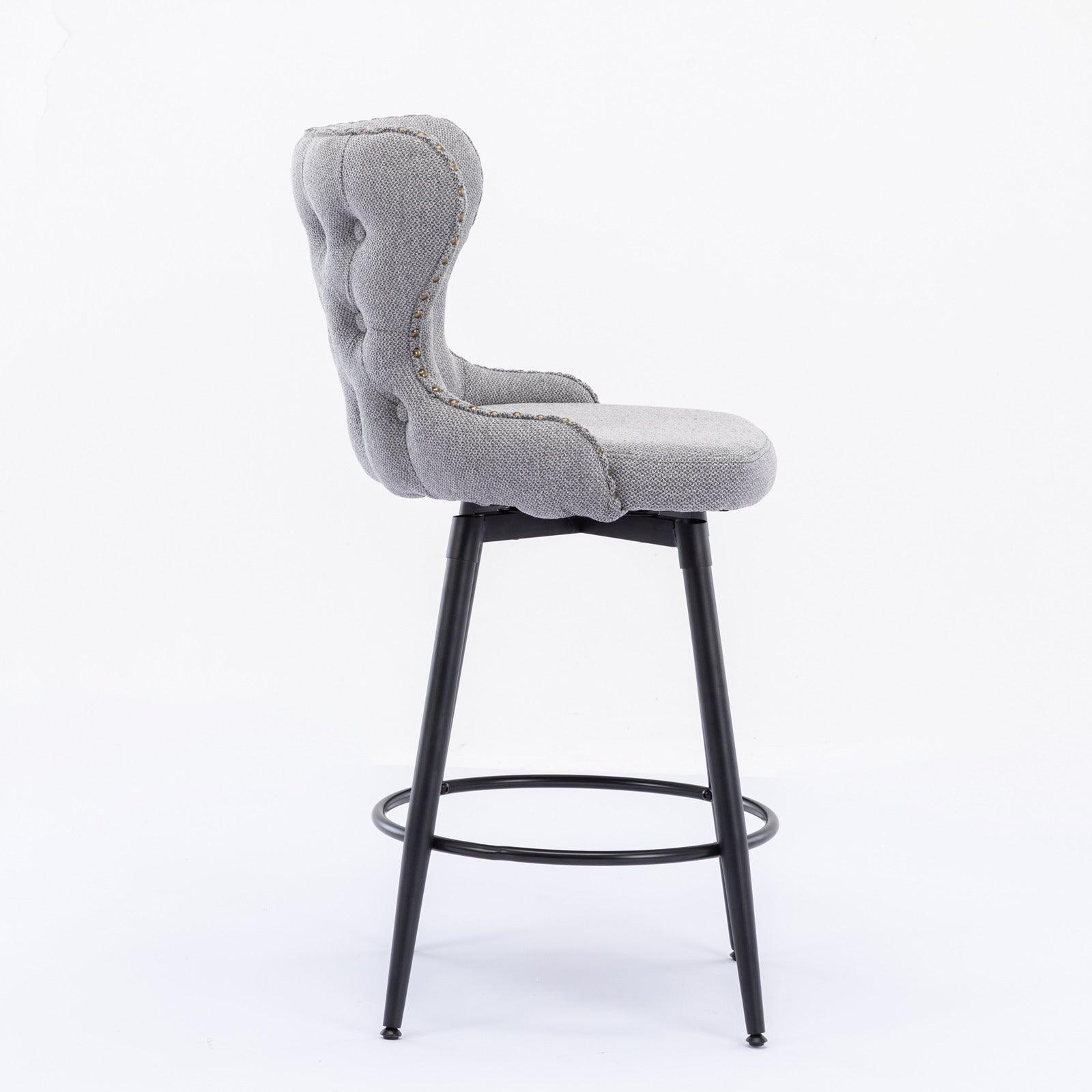 Counter Height 25" Modern Linen Fabric Counter Chairs, Set of 2 FredCo