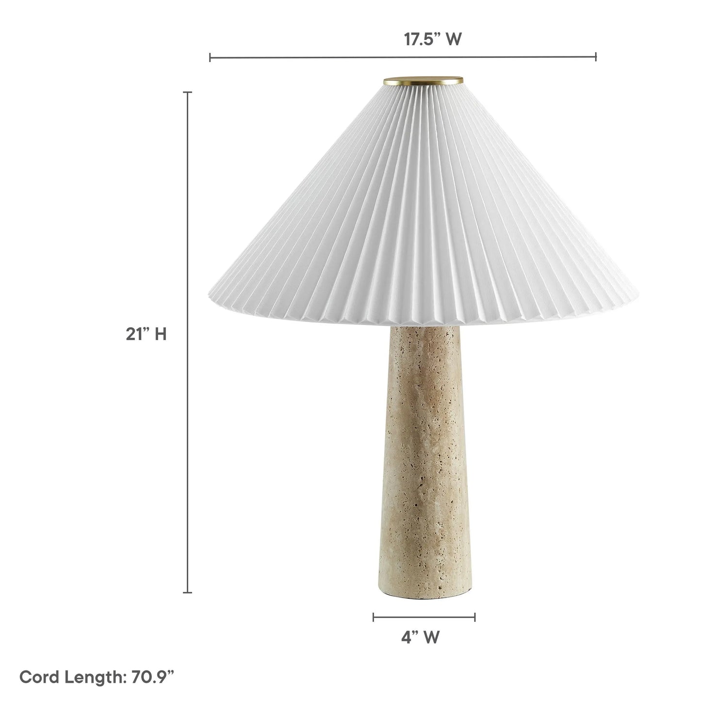 Cove Travertine Table Lamp With Pleated Shade by Modway EEI-7215 FredCo