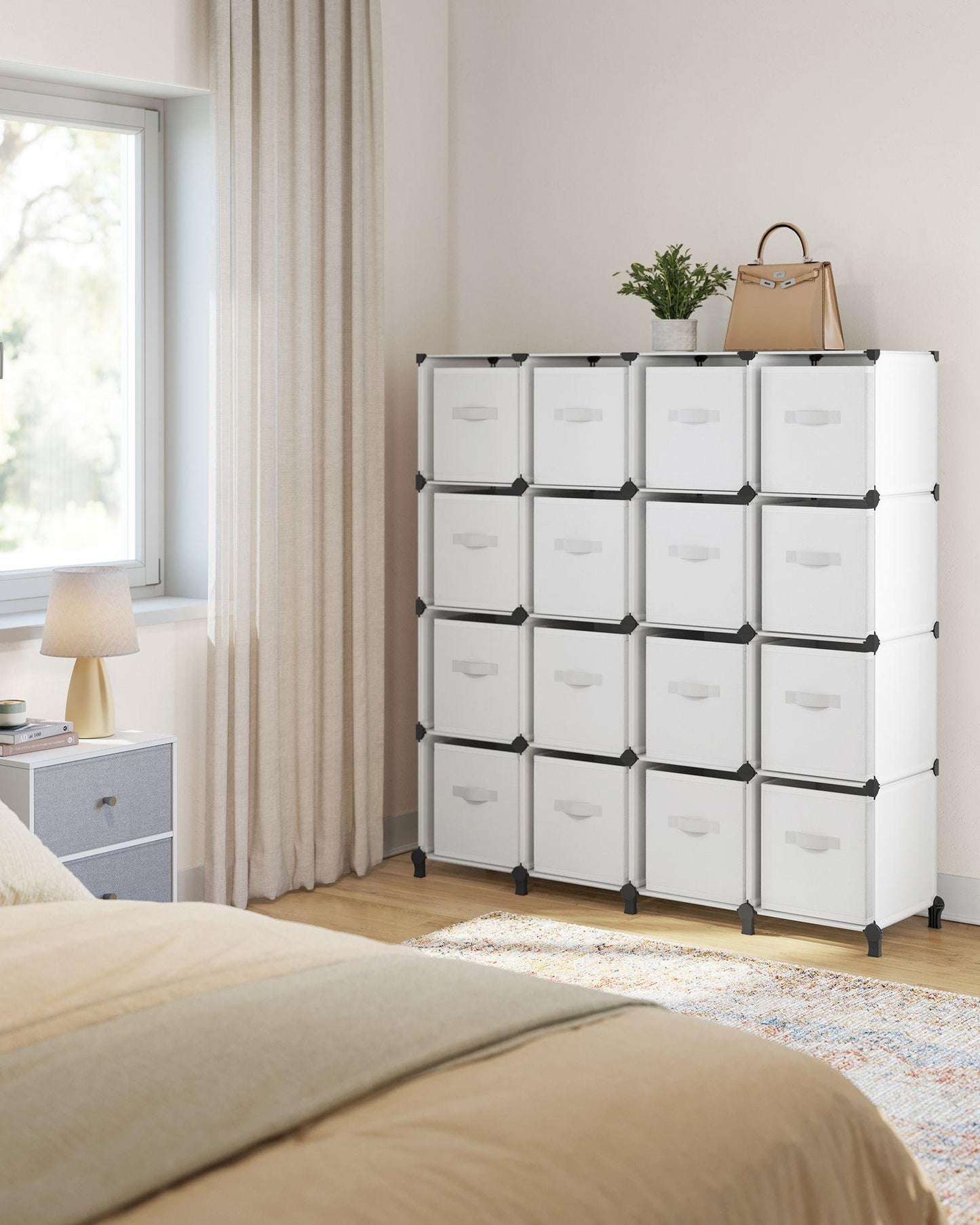 Cube Storage Organizer with 16 Boxes Cloud White FredCo