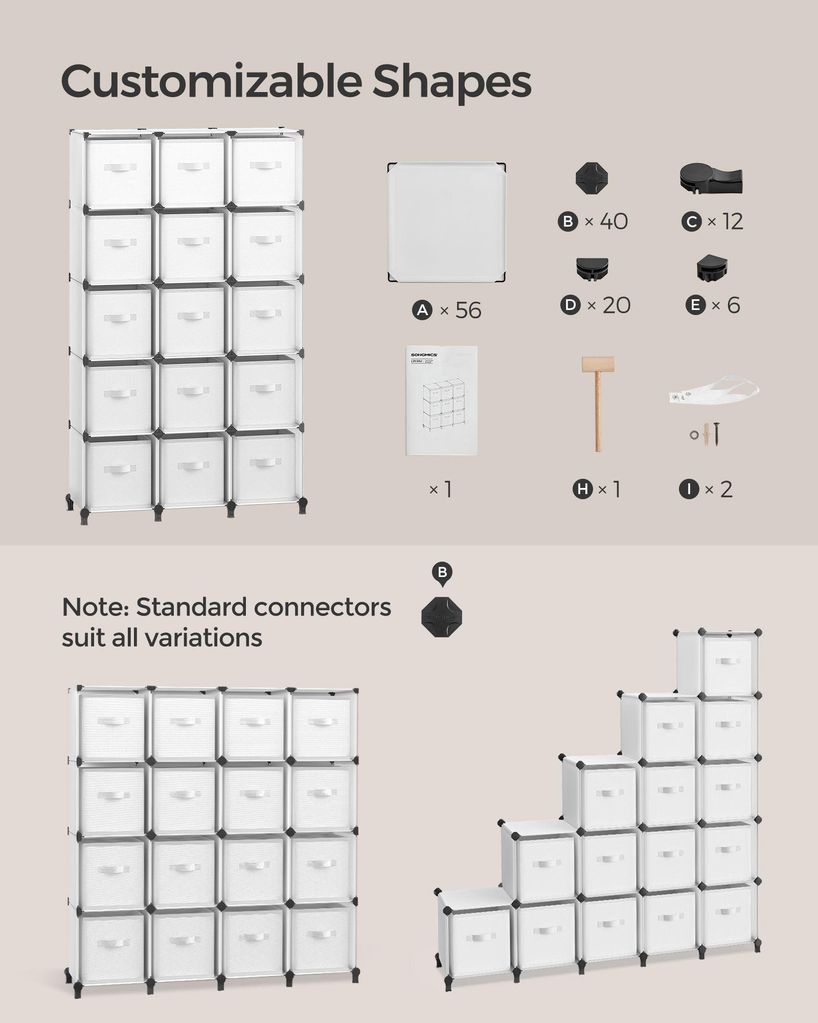 Cube Storage Organizer with 16 Boxes Cloud White FredCo