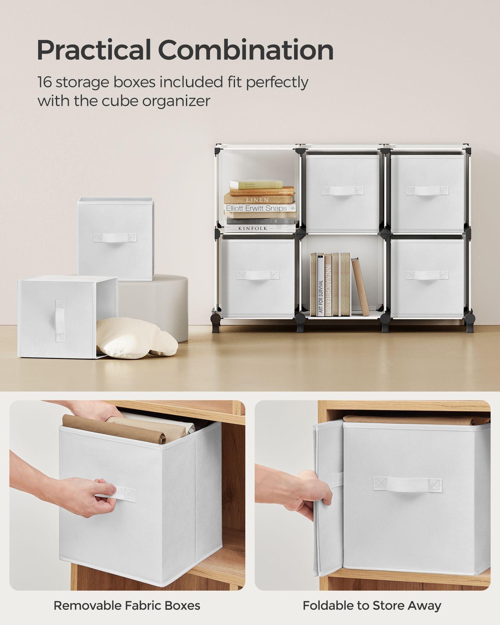 Cube Storage Organizer with 16 Boxes Cloud White FredCo