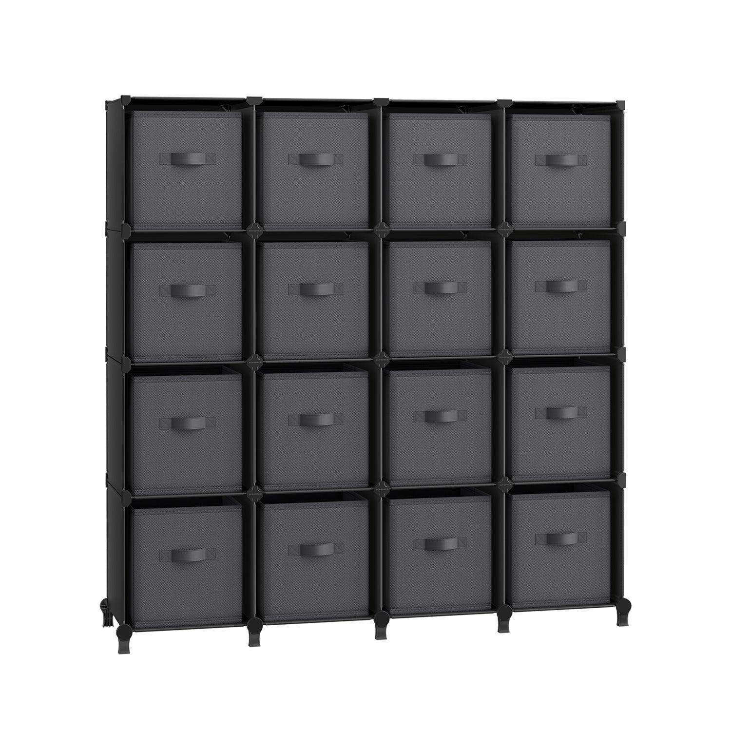 Cube Storage Organizer with 16 Boxes Ink Black and Dove Gray FredCo