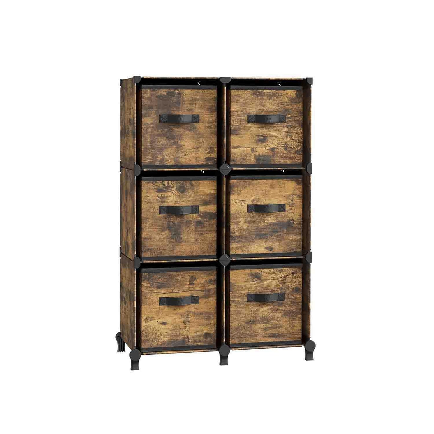Cube Storage Organizer with 6 Storage Boxes Rustic Brown FredCo