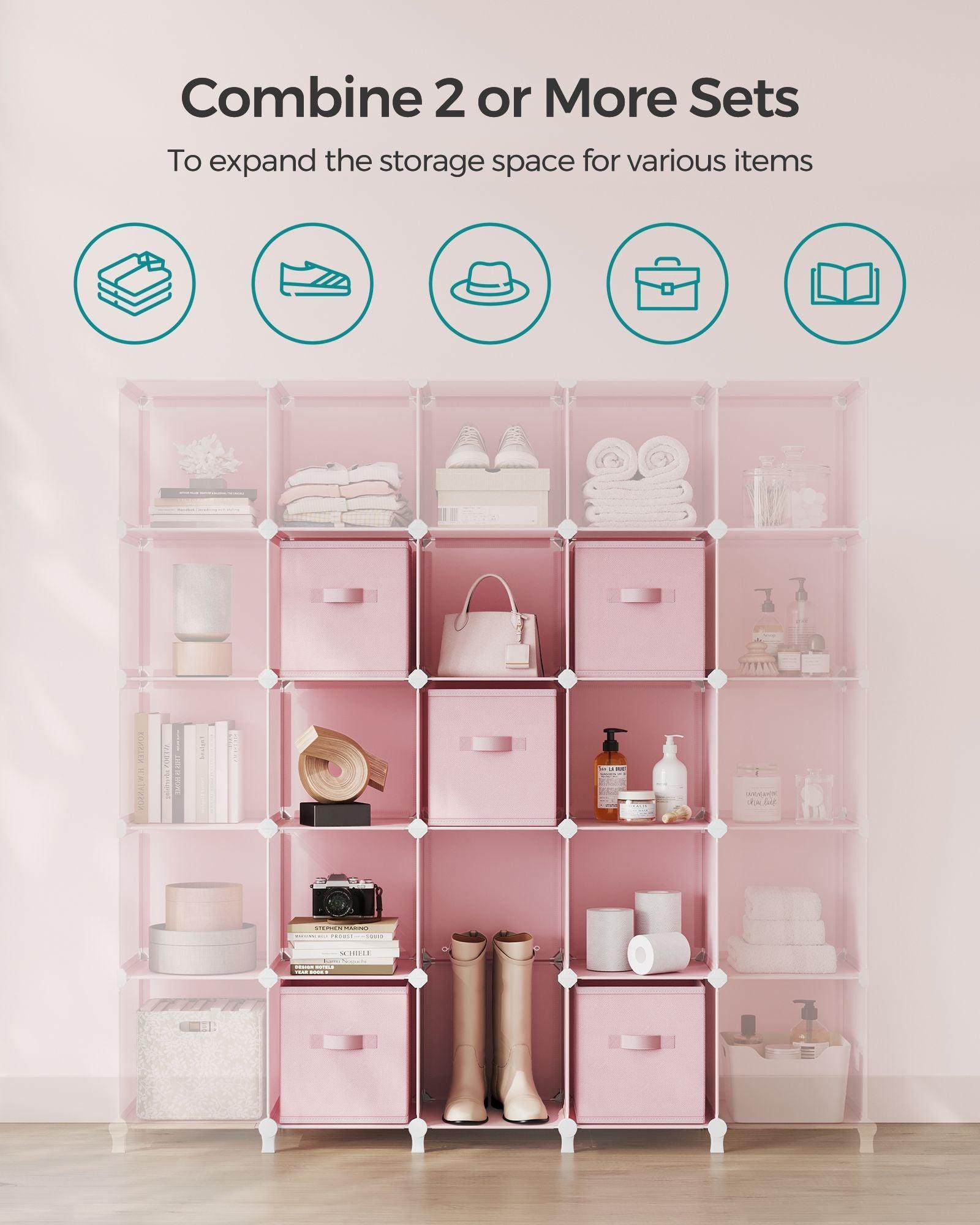 Cube Storage Organizer with 9 Storage Boxes Jelly Pink FredCo